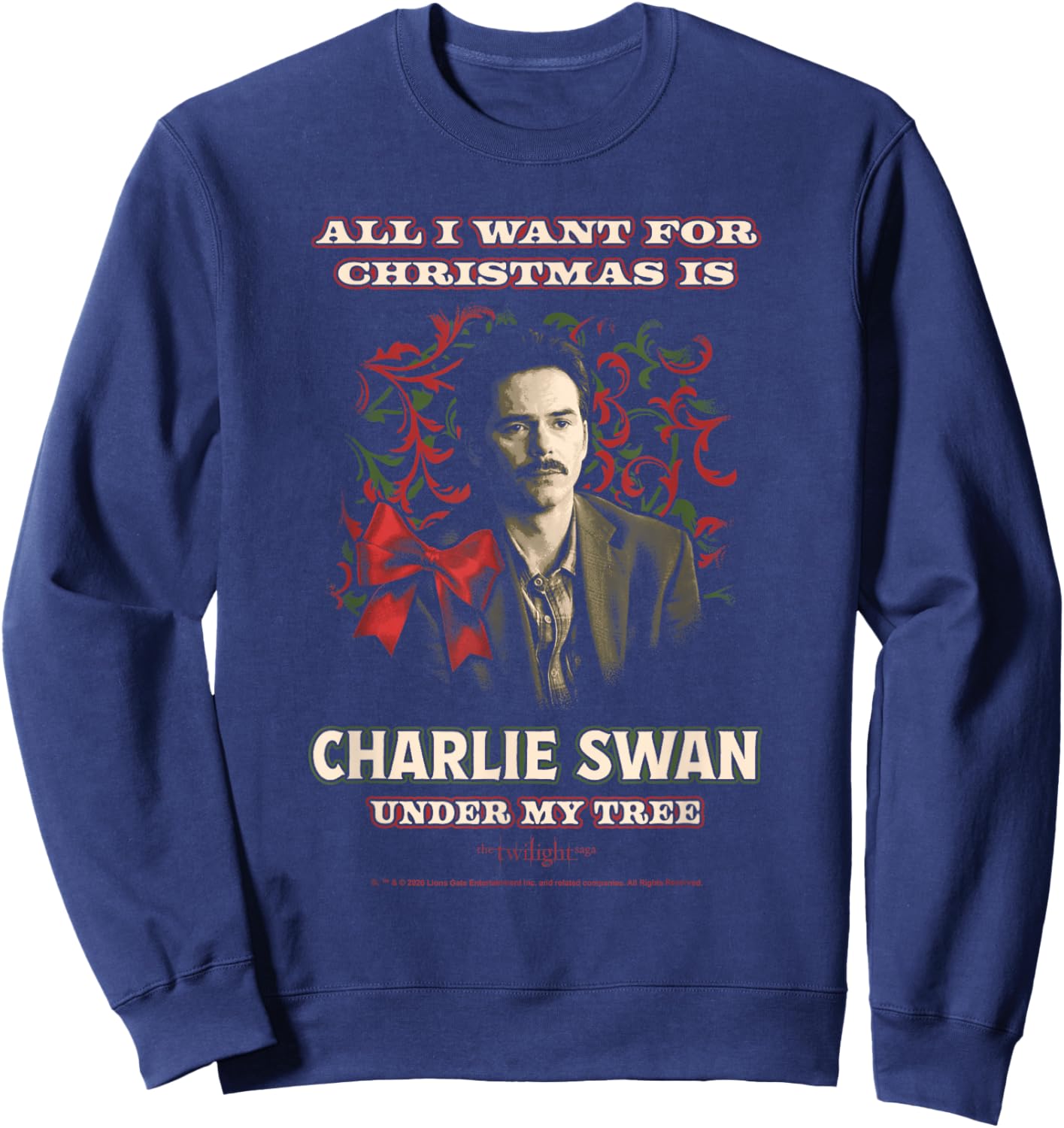Twilight All I Want for Christmas is Charlie Swan Movie Sweatshirt - Sweatshirt | Navy