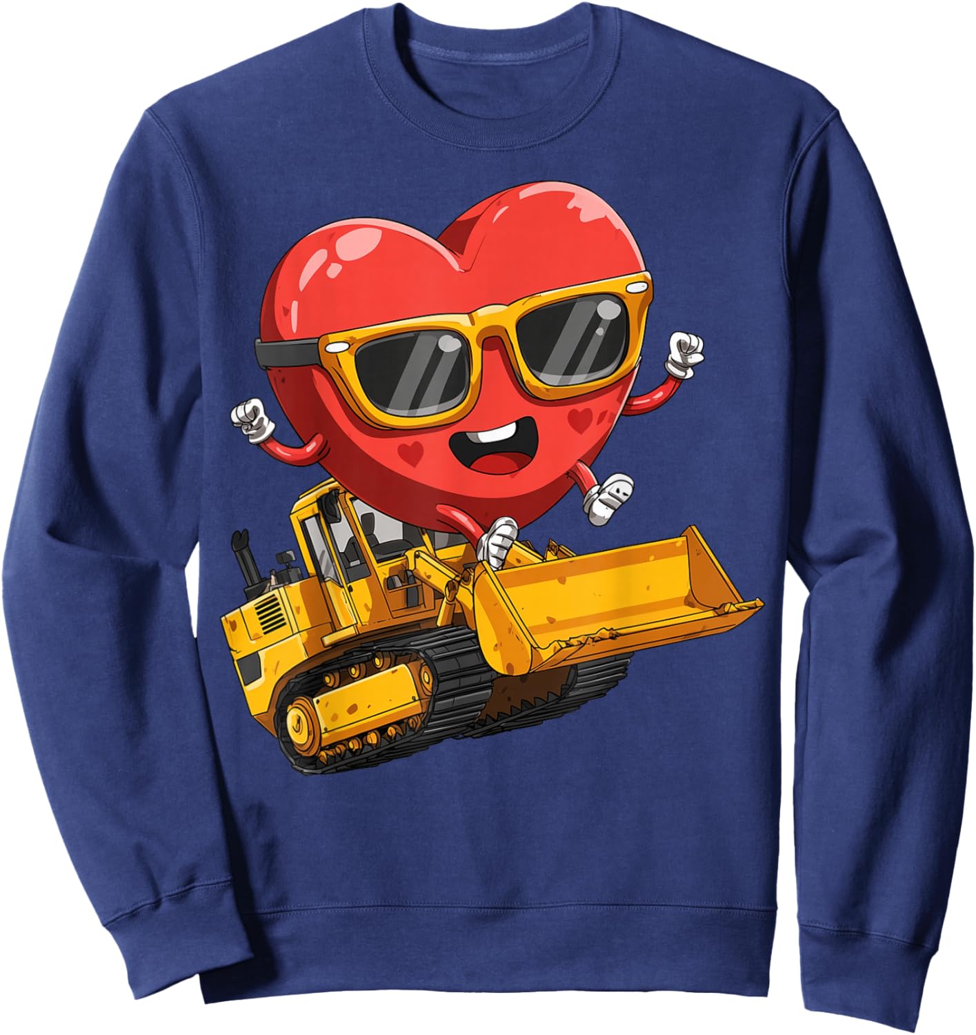 Bulldozer Heart Construction Truck HEO Valentine's Day Sweatshirt - Sweatshirt | Navy