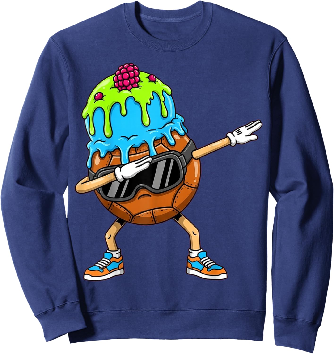 Dabbing Handball Drip Ice Cream Kids Youth Boys Girls Sweatshirt - Sweatshirt | Navy