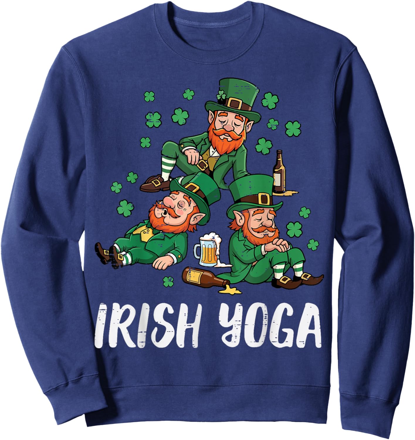 St Patricks Day Irish Yoga Leprechaun Saint Paddys Men Women Sweatshirt - Sweatshirt | Navy