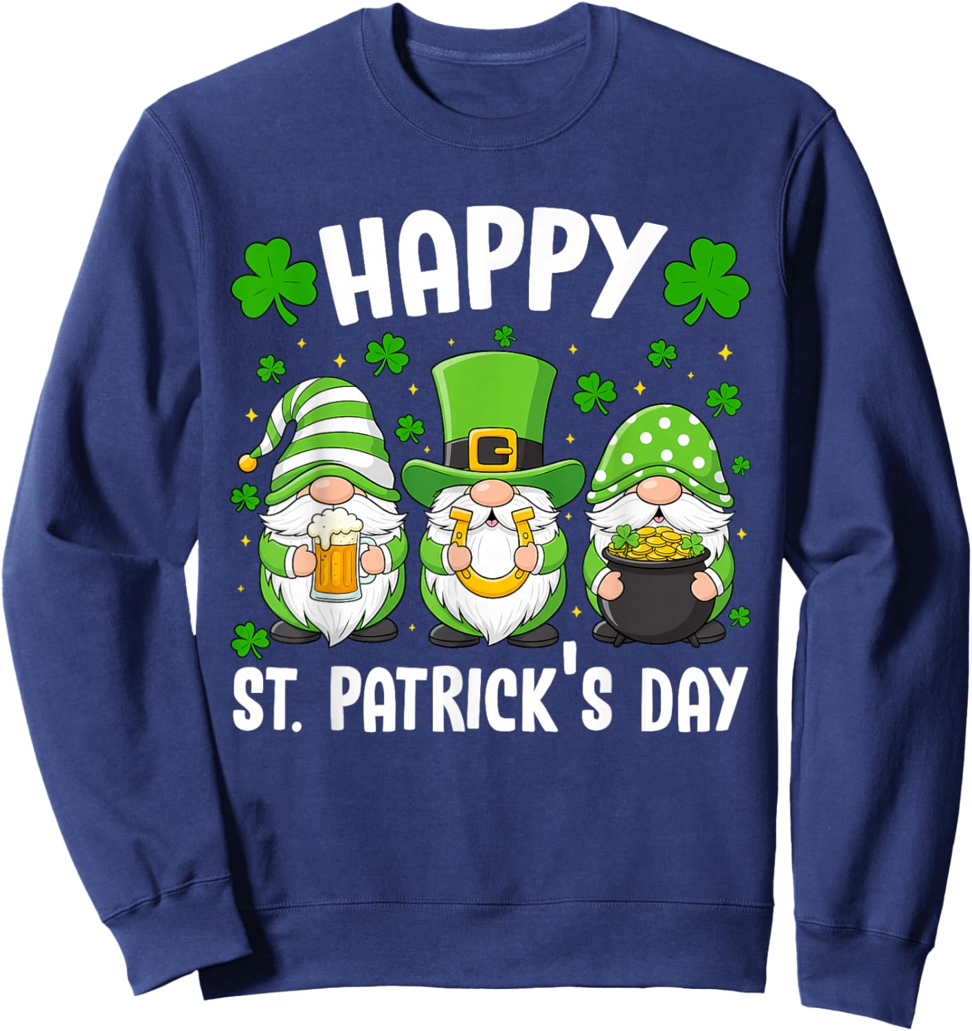 Irish Gnome Green St Patricks Day Women Saint Patricks Girls Sweatshirt - Sweatshirt | Navy