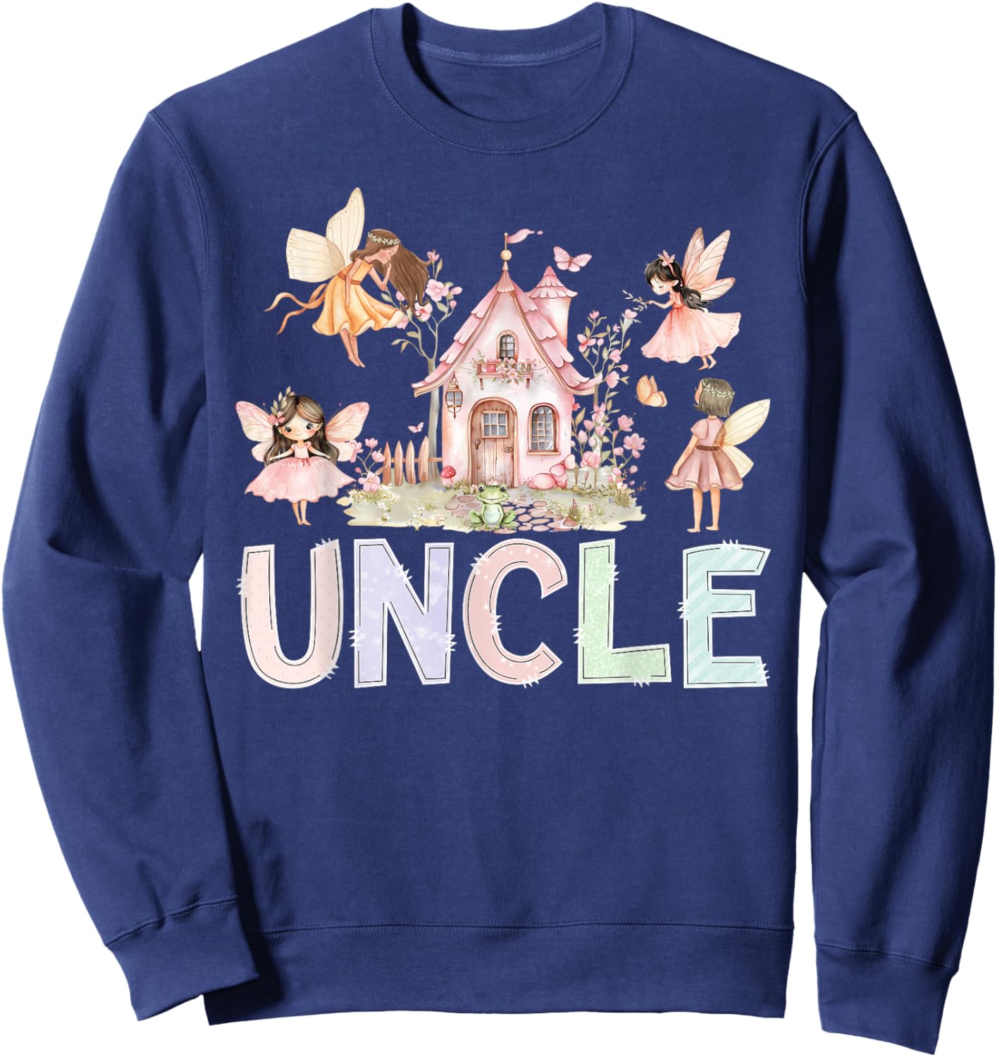 Fairy Uncle Magical Floral Birthday Girl Fairytale Matching Sweatshirt - Sweatshirt | Navy