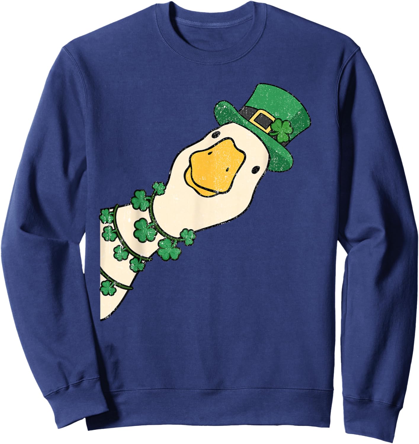Funny Goose St.Patrick's Day Lucky Shamrock Irish Ireland Sweatshirt - Sweatshirt | Navy