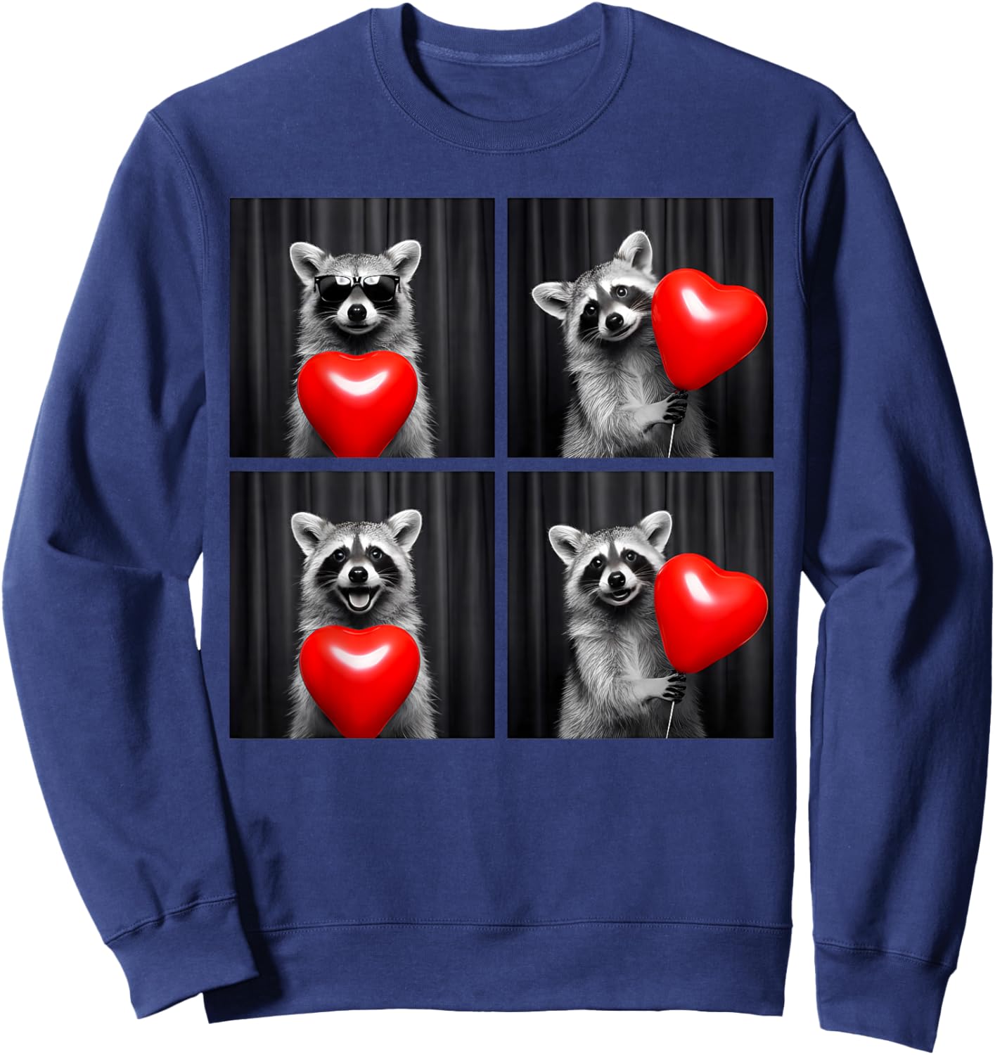 Valentines Raccoon Lover Photobooth Selfie Love Heart Women Sweatshirt - Sweatshirt | Navy