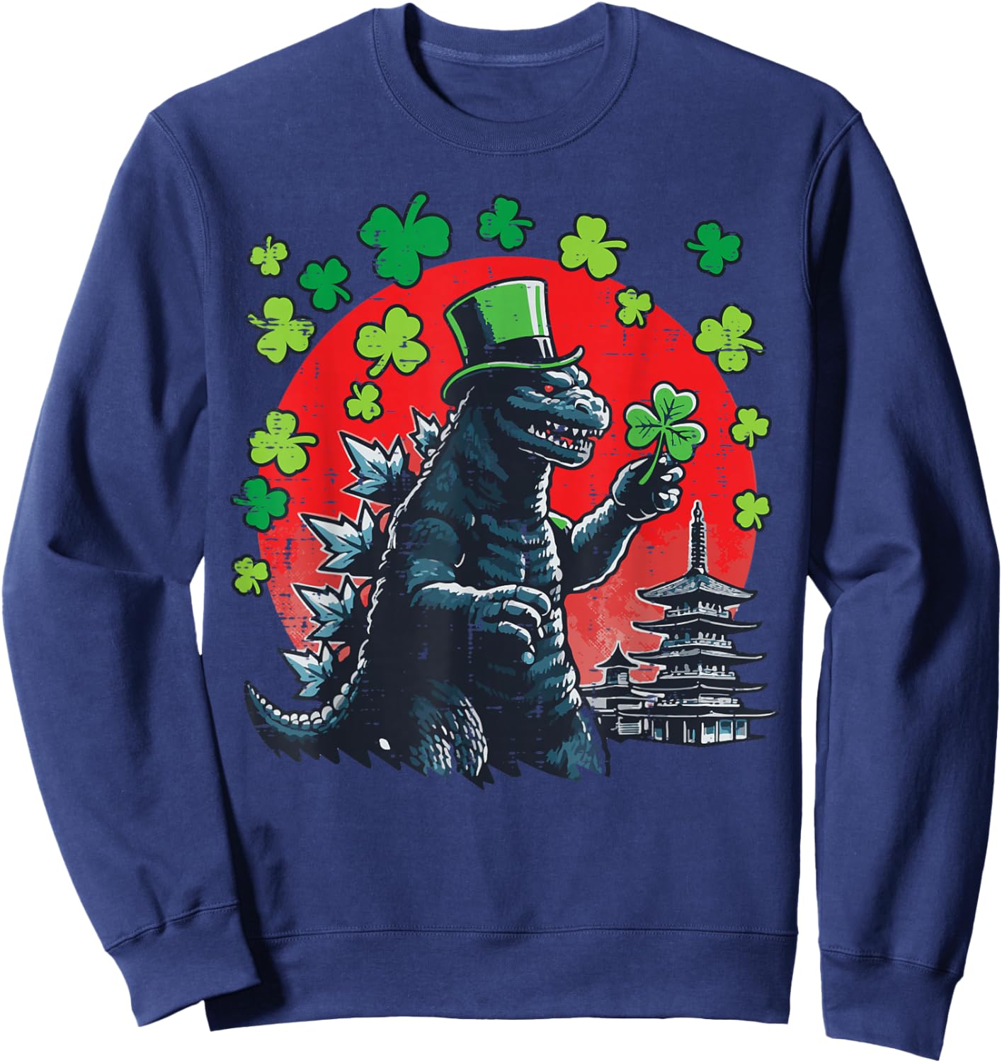 St Patricks Day Kaiju Japanese Monster Irish Men Women Kids Sweatshirt - Sweatshirt | Navy
