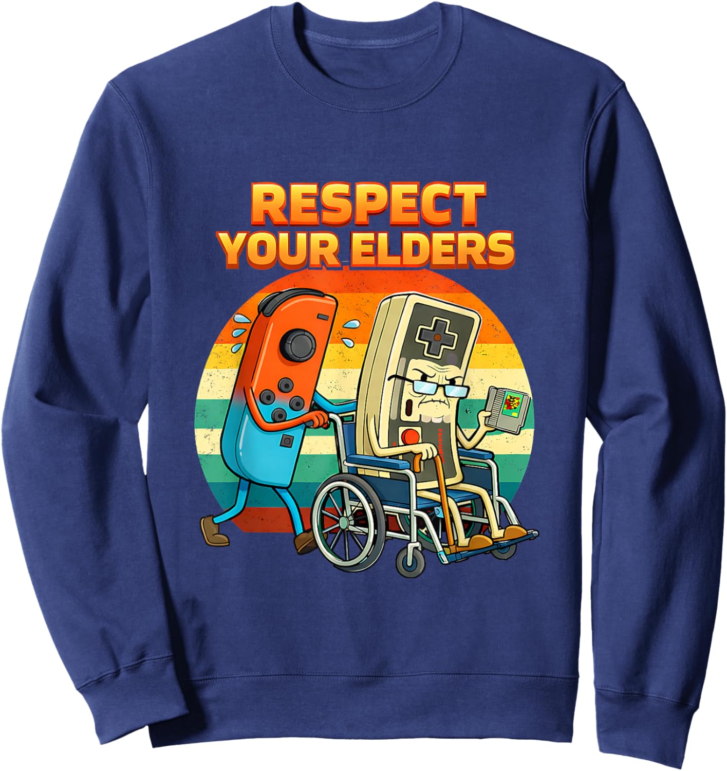 Retro Gamer Respect Elders Classic Funny Video Games Sweatshirt - Sweatshirt | Navy