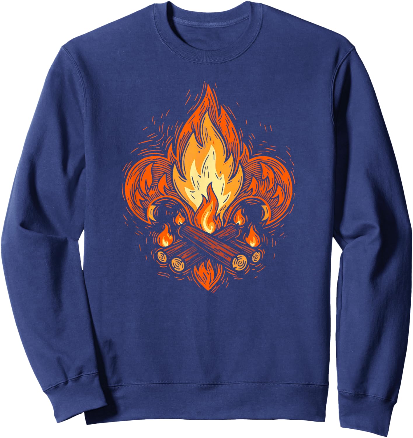 Campfire Fleur-De-Lis Abstract Scouting Logo Art Sweatshirt - Sweatshirt | Navy