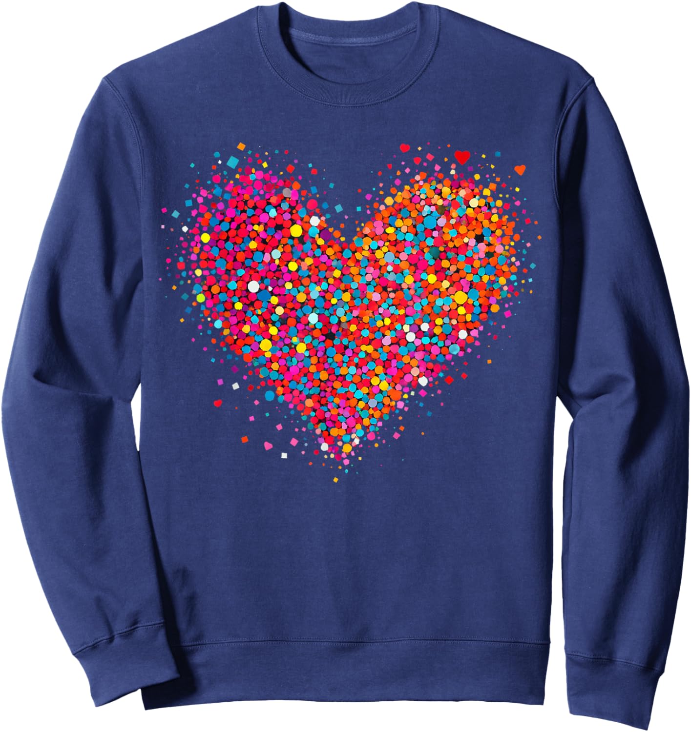 Valentine Colorful Confetti Heart Men Women Kid Sweatshirt - Sweatshirt | Navy