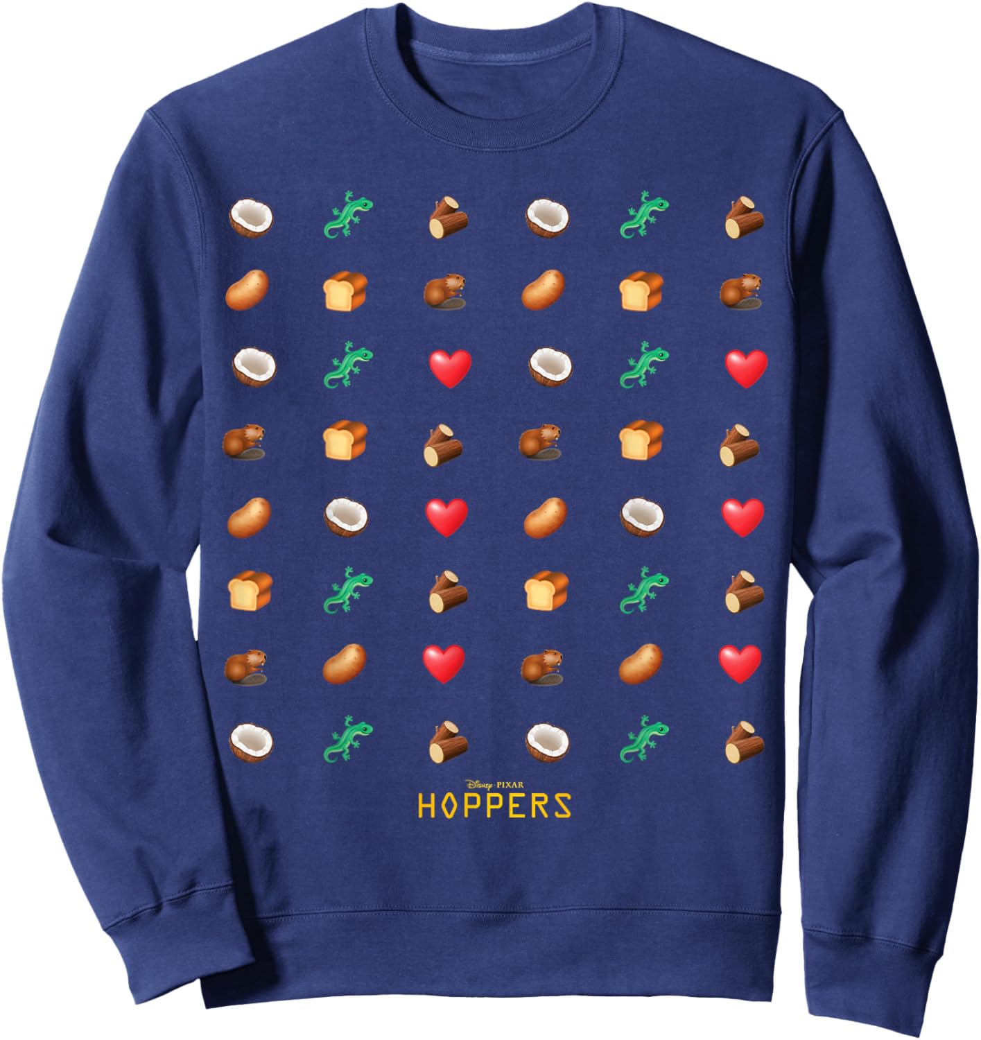 Disney Pixar Hoppers Coconut Lizard Log Beaver Heart Emojis Sweatshirt - Sweatshirt | Navy