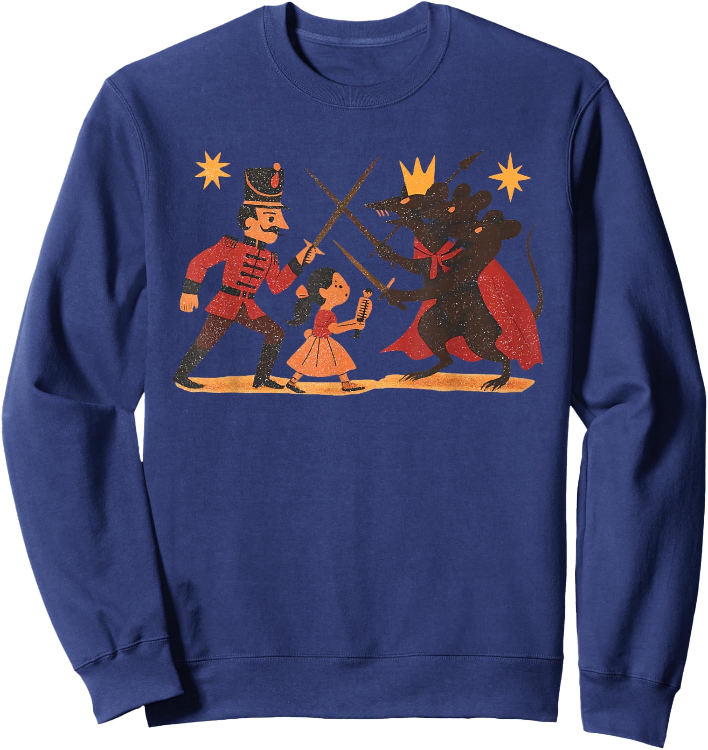 Vintage Nutcrackers Ballet Sugar Plum Fairy Girl Mouse Xmas Sweatshirt - Sweatshirt | Navy