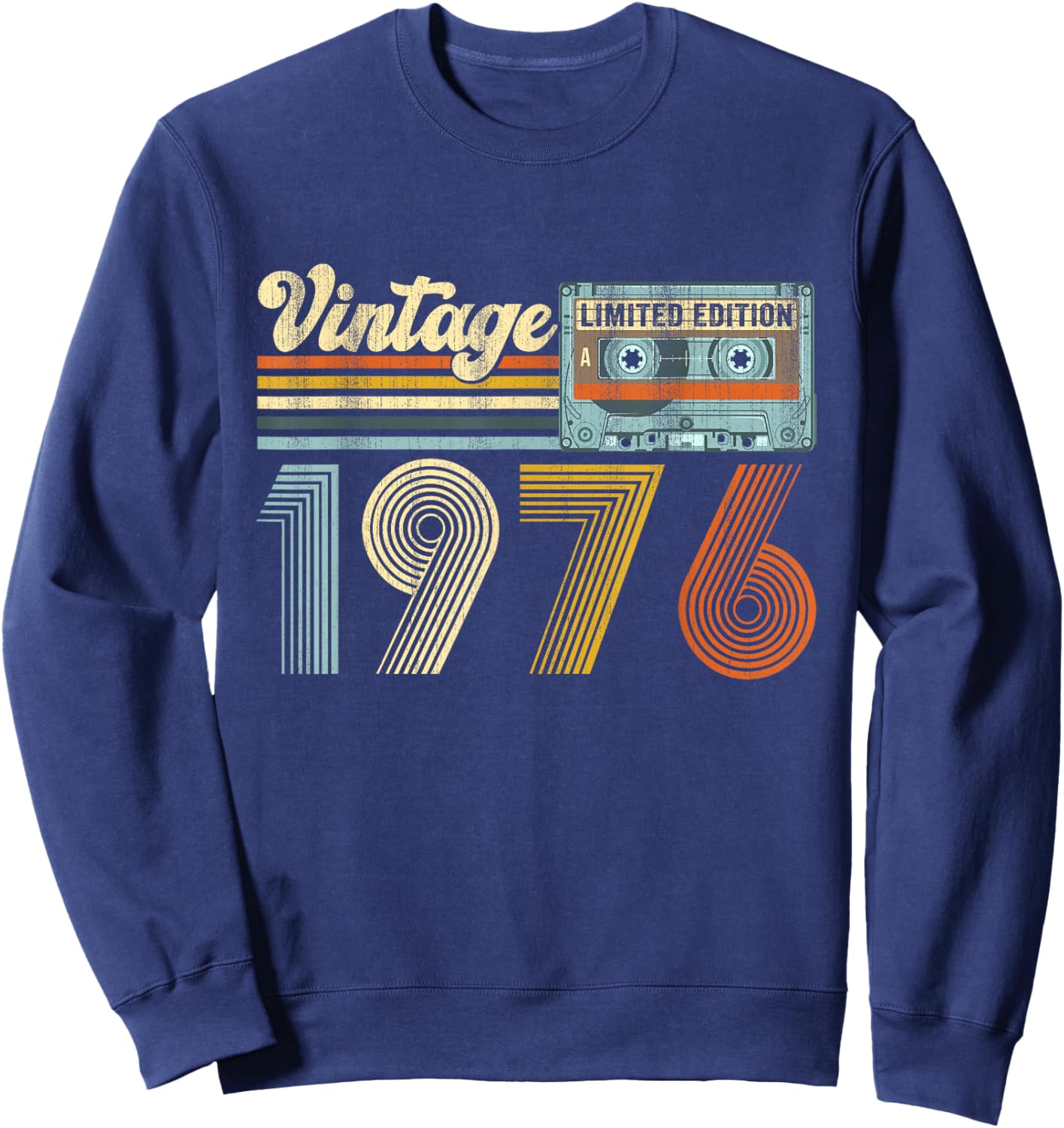 Vintage 1976 Cassette Tape 50th Birthday Gifts 50 Year Old Sweatshirt - Sweatshirt | Navy