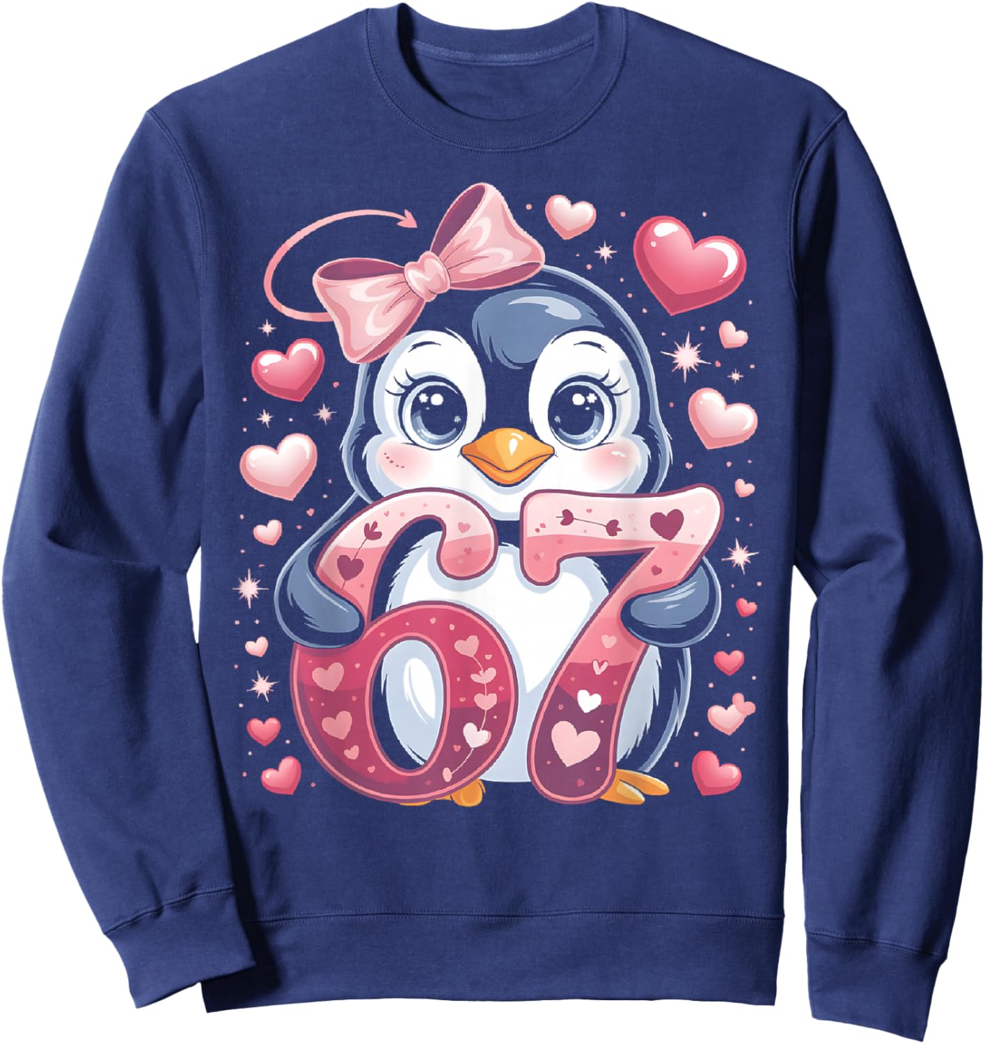 Cute Penguin 67 Six Seven Valentine Heart Lovers 6 7 Meme Sweatshirt - Sweatshirt | Navy