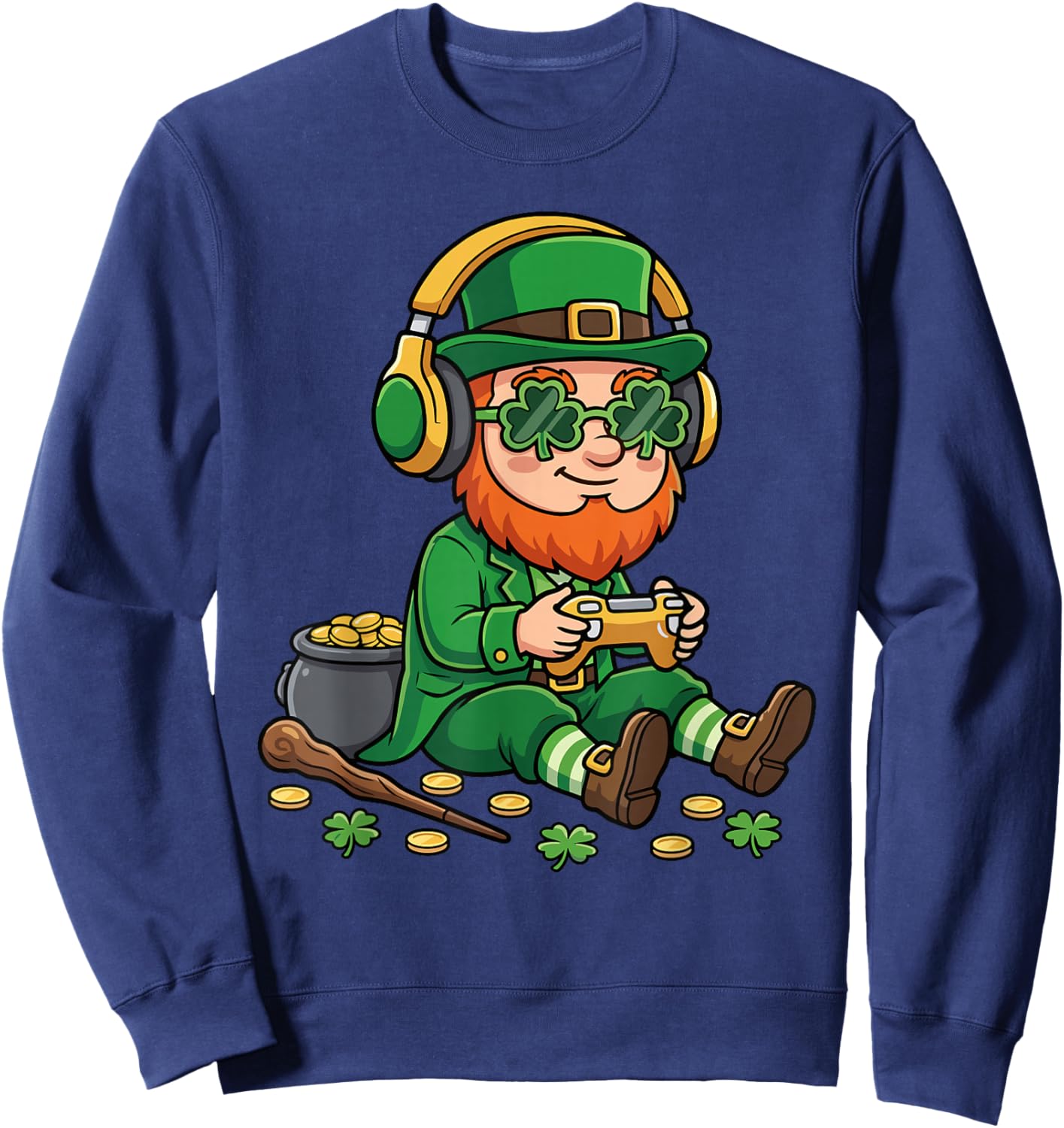Video Games St. Patrick Gamer Funny St. Patricks Day Sweatshirt - Sweatshirt | Navy