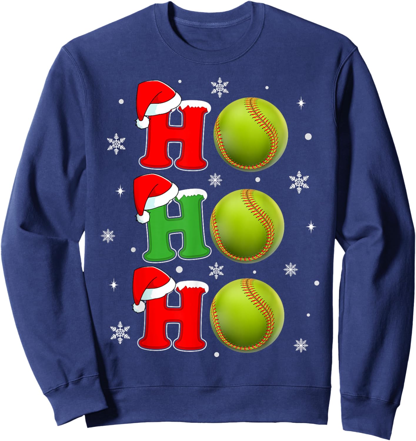 Ho Ho Ho Santa Softball Christmas Funny Sports Player Xmas Sweatshirt - Sweatshirt | Navy