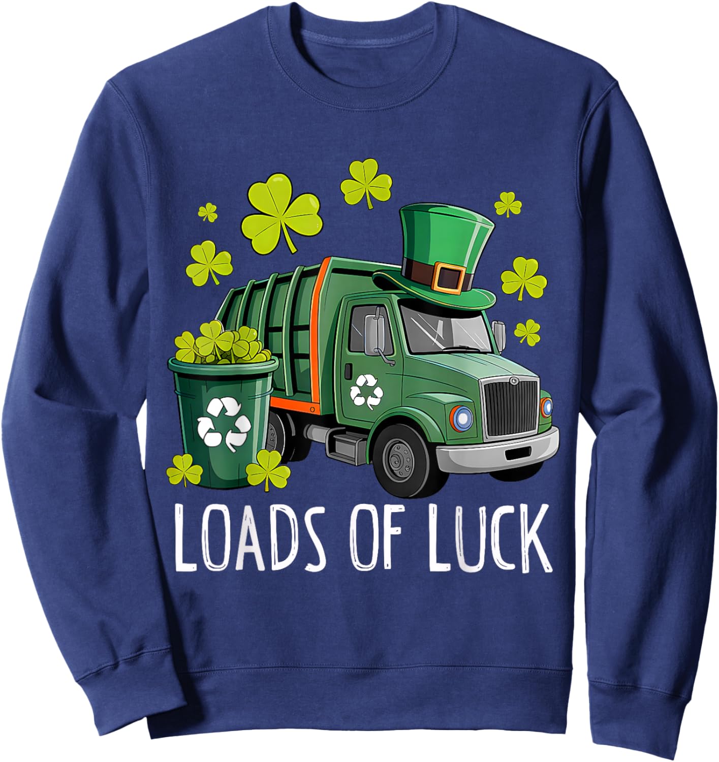 St Patricks Day Garbage Truck Load of Luck Toddler Boys Kids Sweatshirt - Sweatshirt | Navy