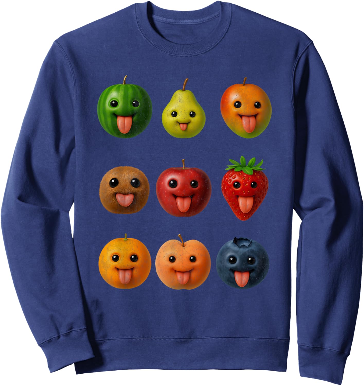 Funny AI Fruit Meme Gen Z Brainrot Men Women Sweatshirt - Sweatshirt | Navy