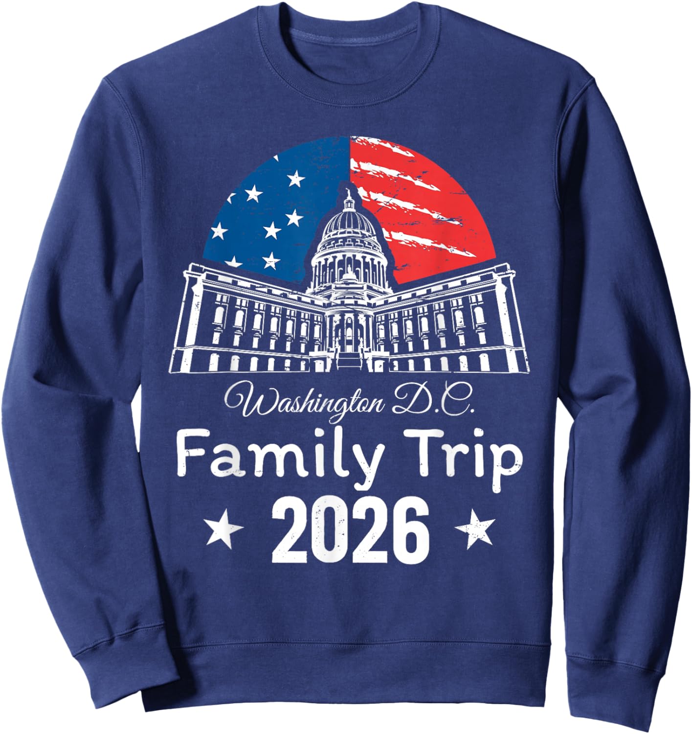 Washington DC 2026 Capitol Hill USA Flag Family Matching Sweatshirt - Sweatshirt | Navy
