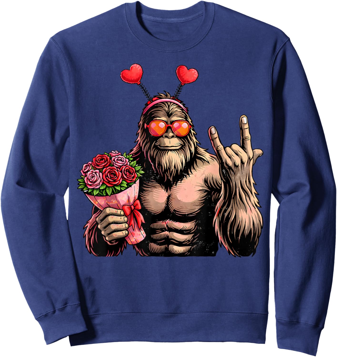 Funny Valentines Day Bigfoot Heart Sasquatch Men Boys Kids Sweatshirt - Sweatshirt | Navy