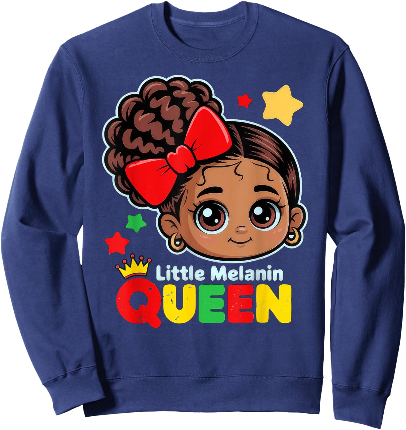 Little Melanin Queen Black History Month BLM African Girls Sweatshirt - Sweatshirt | Navy