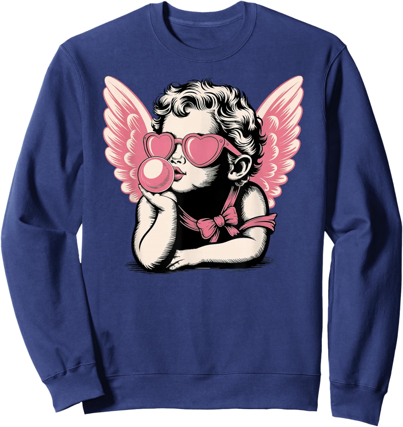 Cupid Valentine's Day Vintage Cupid Blowing Bubble Sweatshirt - Sweatshirt | Navy