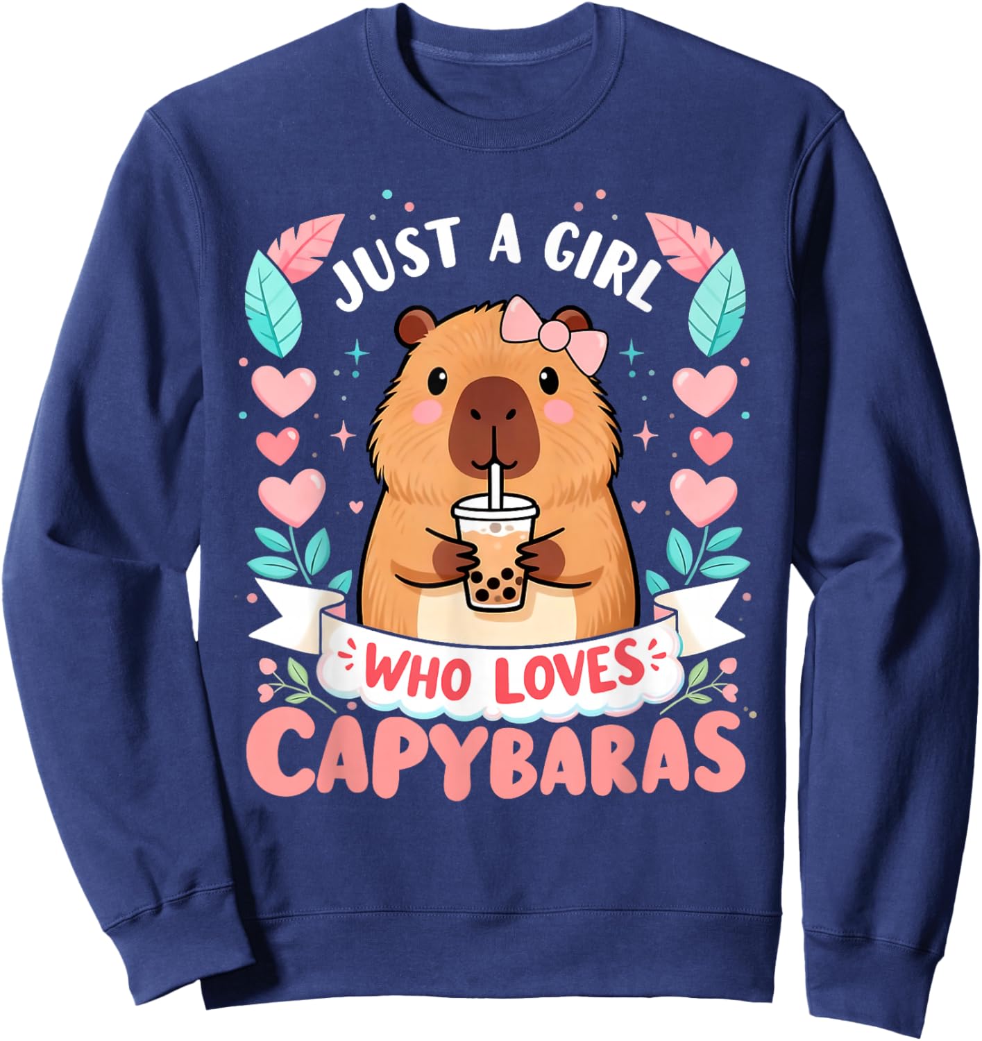 Just a Girl Who Loves Capybaras Cute Capybara Lover Kids Sweatshirt - Sweatshirt | Navy