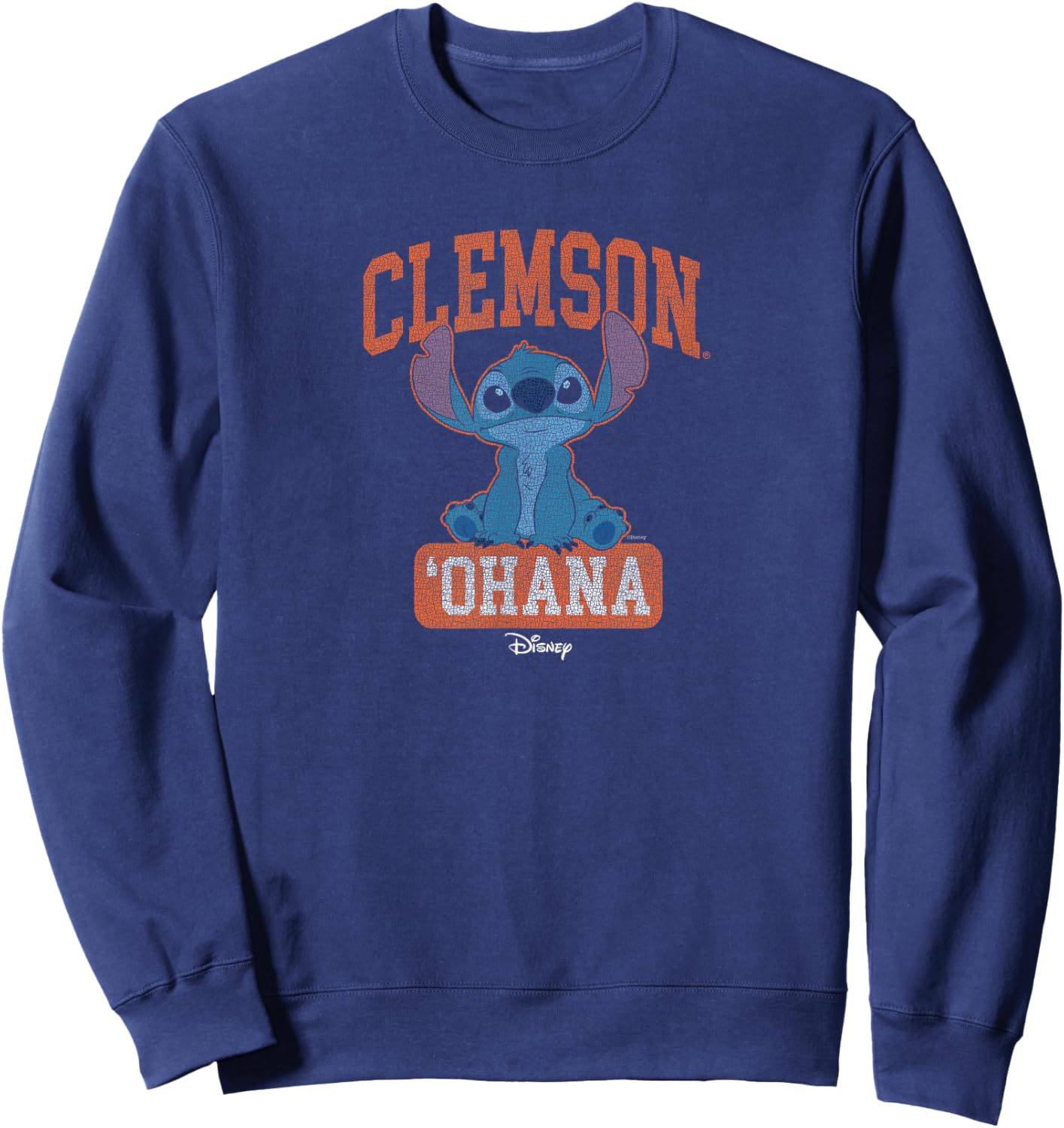 Clemson Tigers Stitch Ohana Vintage Black Sweatshirt - Sweatshirt | Navy