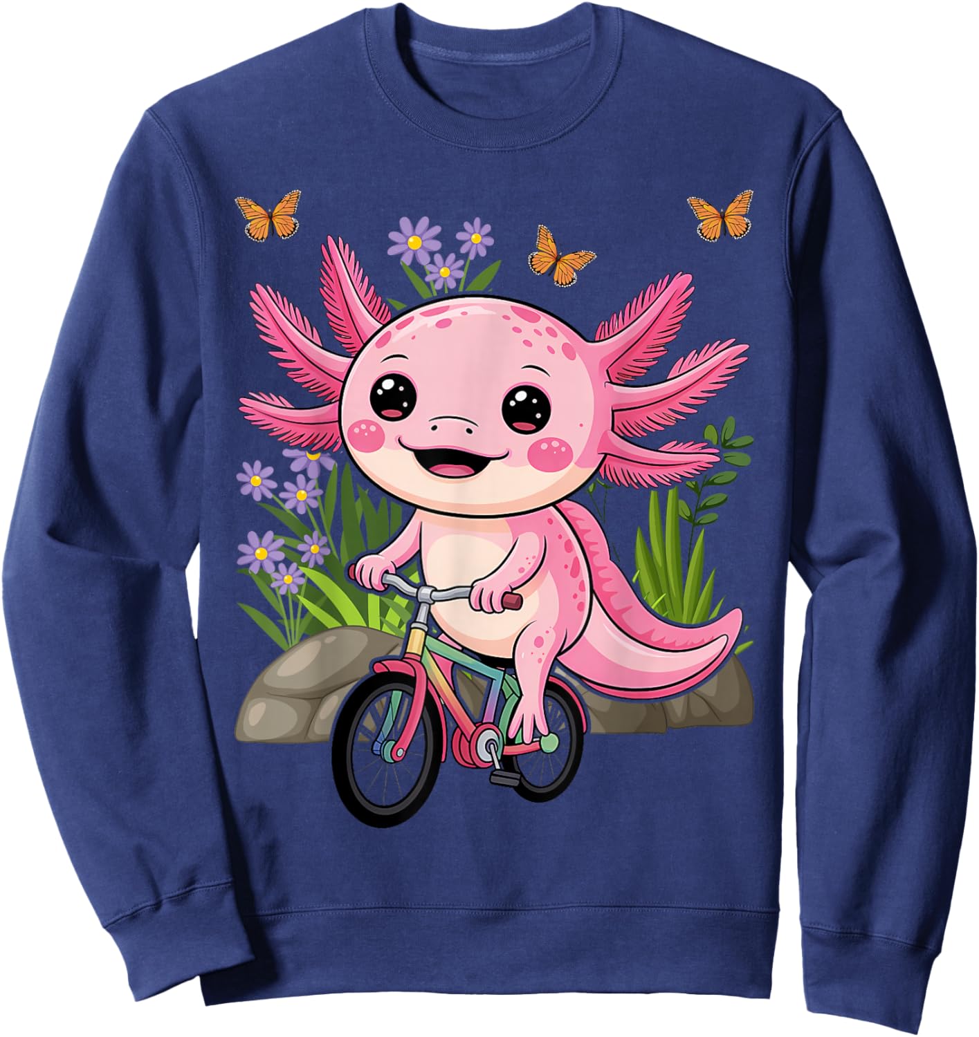 Axolotl Lover Kids Bicycle Riding Bike Sweatshirt - Sweatshirt | Navy