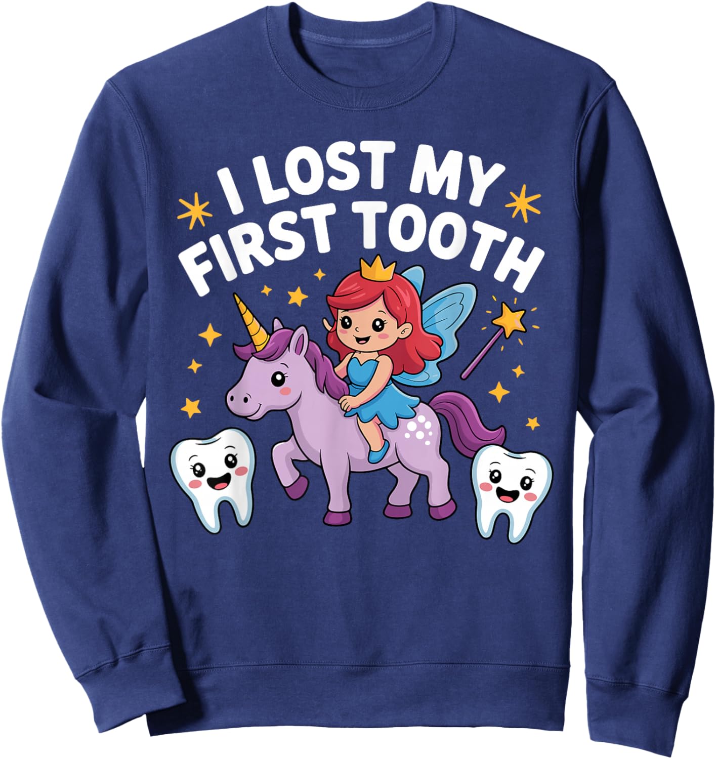 First Lost Tooth Design for Kids Boys Girls Lost First Tooth Sweatshirt - Sweatshirt | Navy