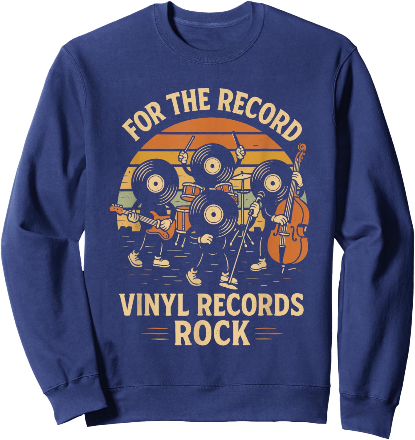 Retro Vinyl Record Pun Rock Music Lover Funny Rock Band Sweatshirt - Sweatshirt | Navy