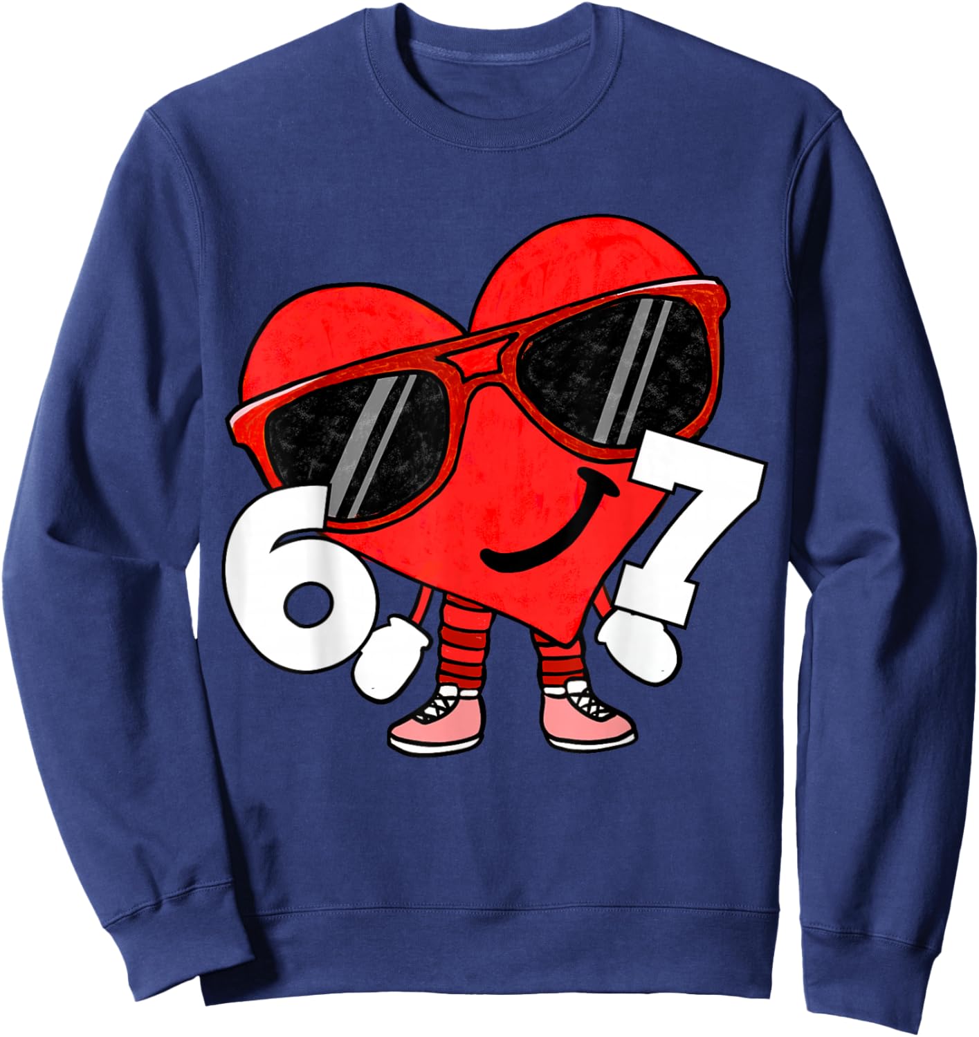 Funny Valentines Heart 67 Six Seven Boys Kids Teens Sweatshirt - Sweatshirt | Navy