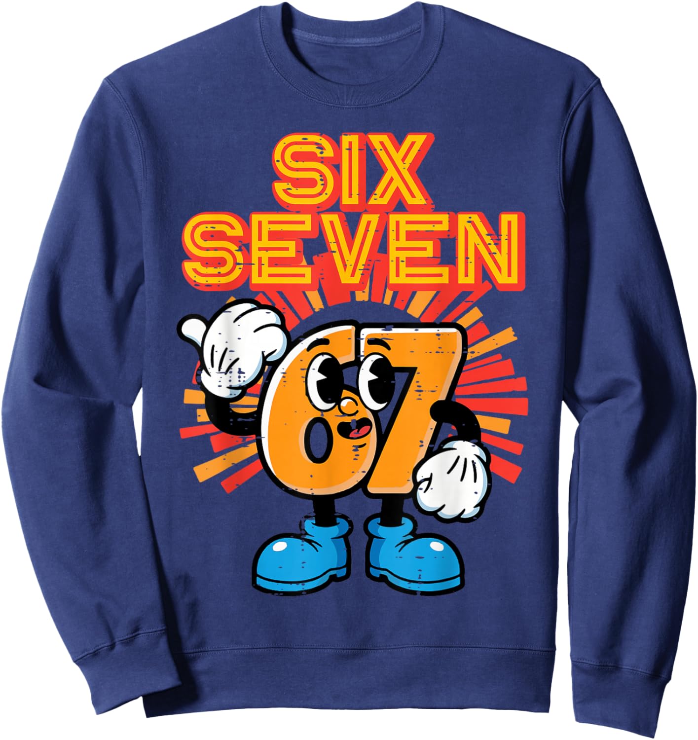 6 7 Meme Numbers Funny 67 Gen Alpha Slang Kids Boys Youth Sweatshirt - Sweatshirt | Navy