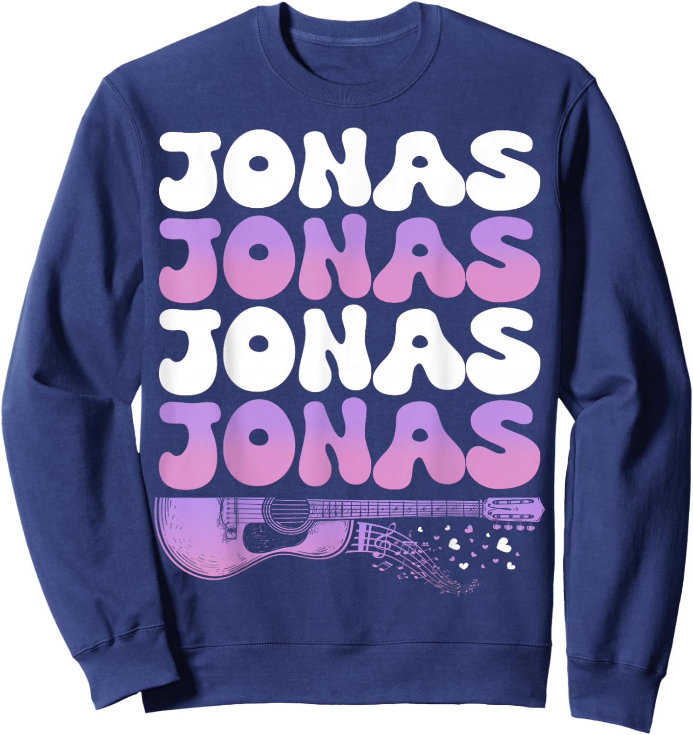 Retro Jonas First Name I Love Jonas 80's Groovy Sweatshirt - Sweatshirt | Navy