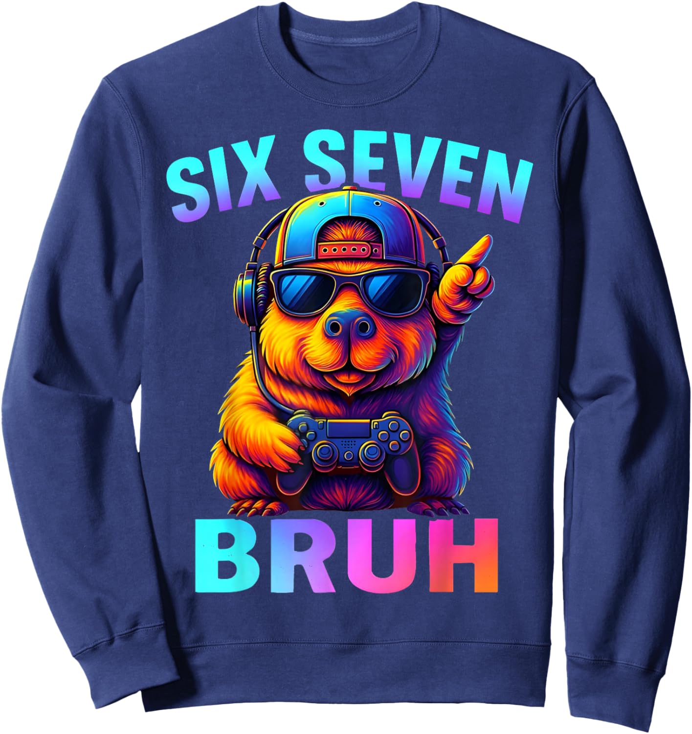 Six Seven 67 Capybara Video Game Boys Gamer Gift Boy Kids Sweatshirt - Sweatshirt | Navy