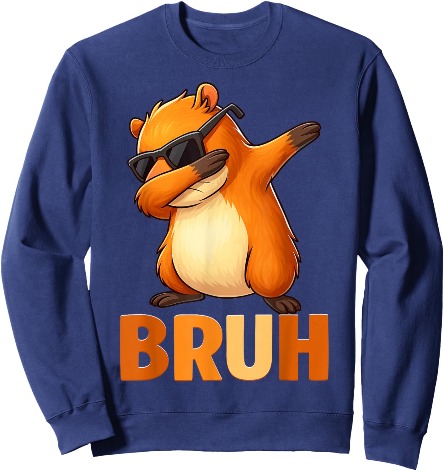 Bruh Funny Cool Dabbing Capybaras Gift Men Boy Sweatshirt - Sweatshirt | Navy