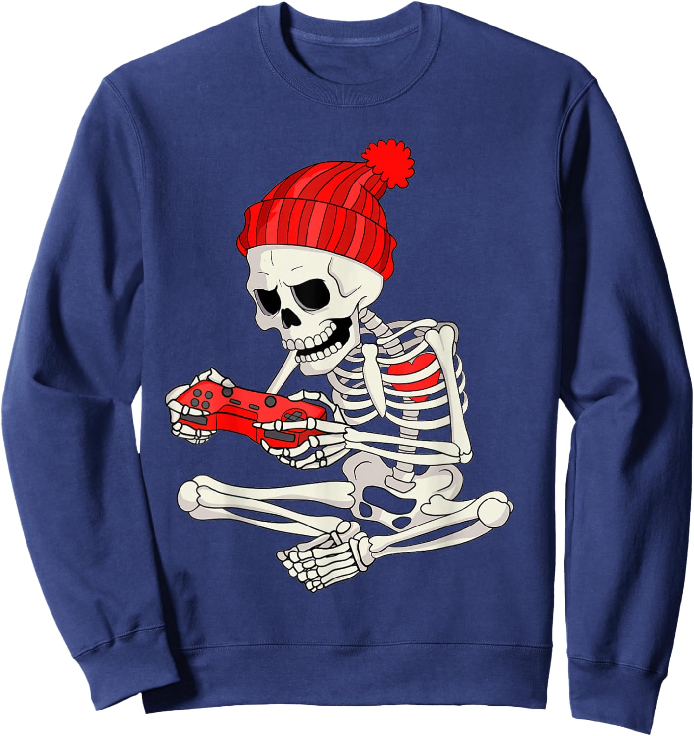 Funny Boys Valentines Skeleton Gamer Video Games Gaming Sweatshirt - Sweatshirt | Navy