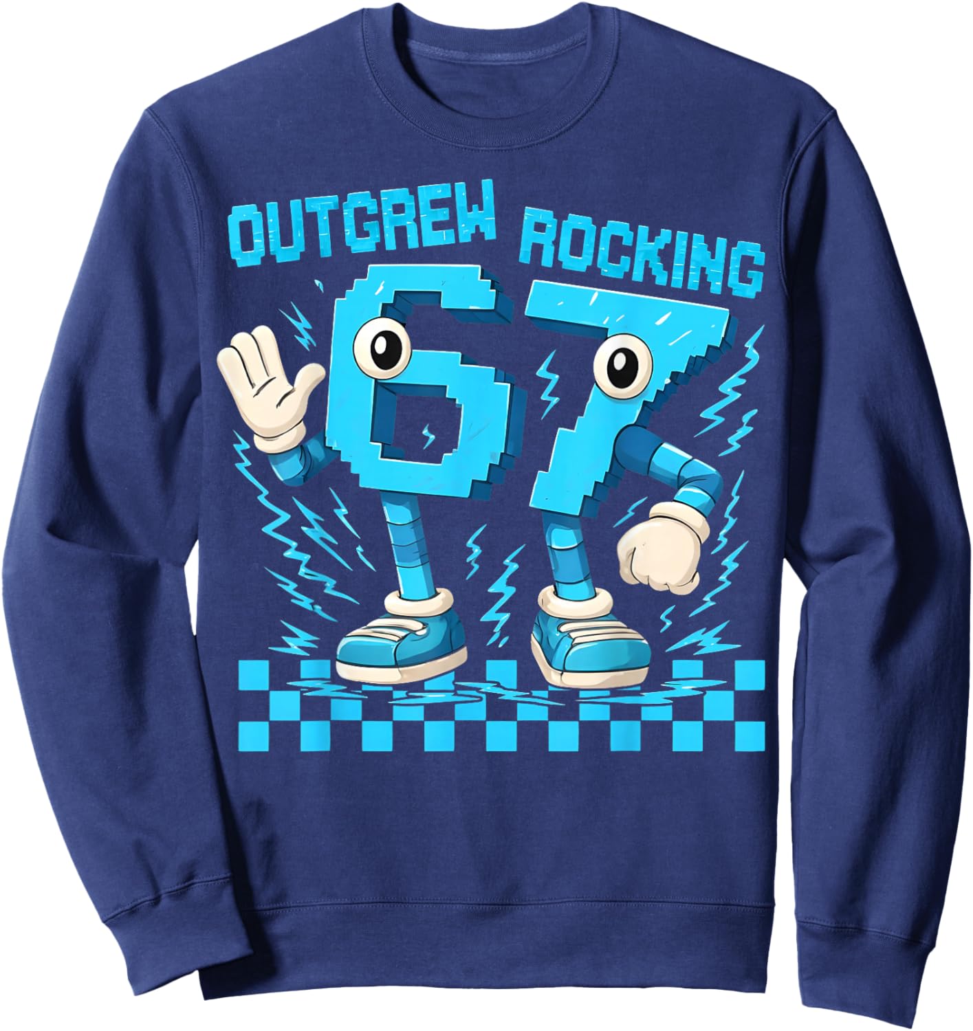 Funny Brainrot Outgrew 6 Rocking 7 Birthday Boy Gift Kid Sweatshirt - Sweatshirt | Navy
