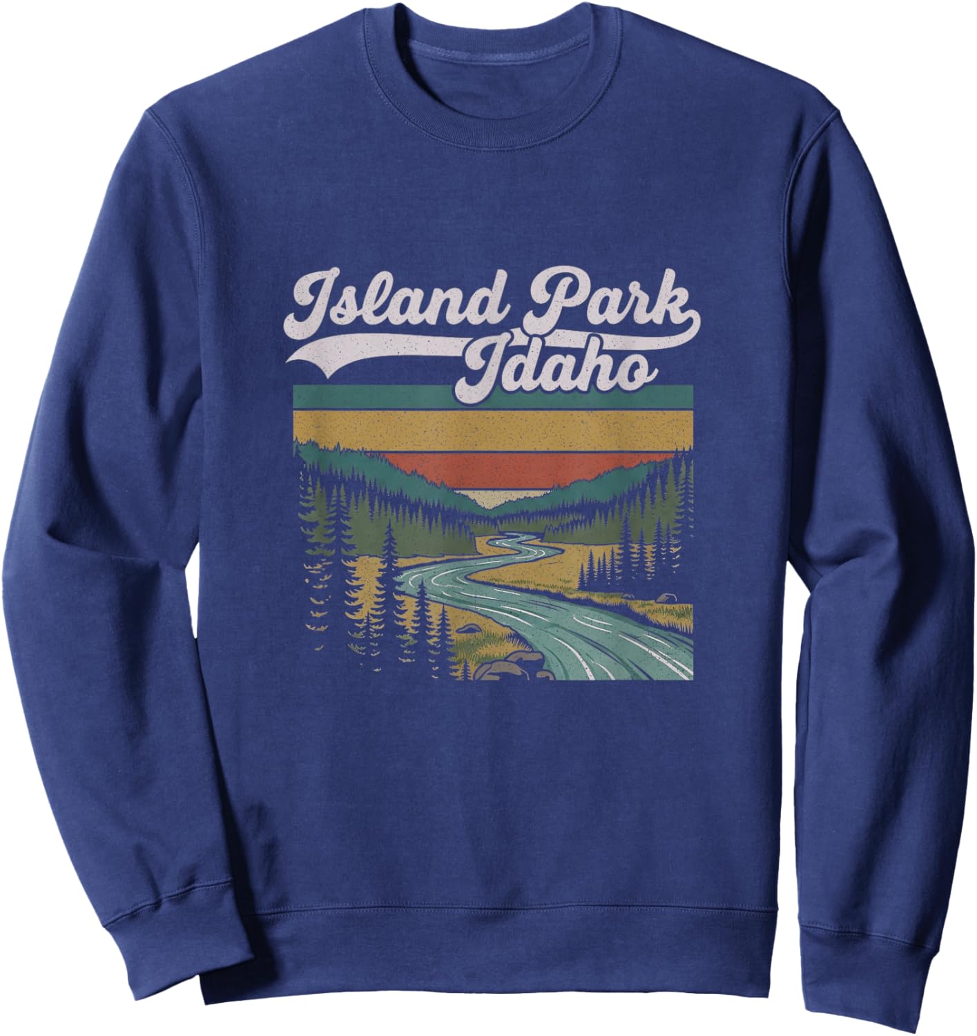 Retro Island Park Idaho Art Design Sweatshirt - Sweatshirt | Navy