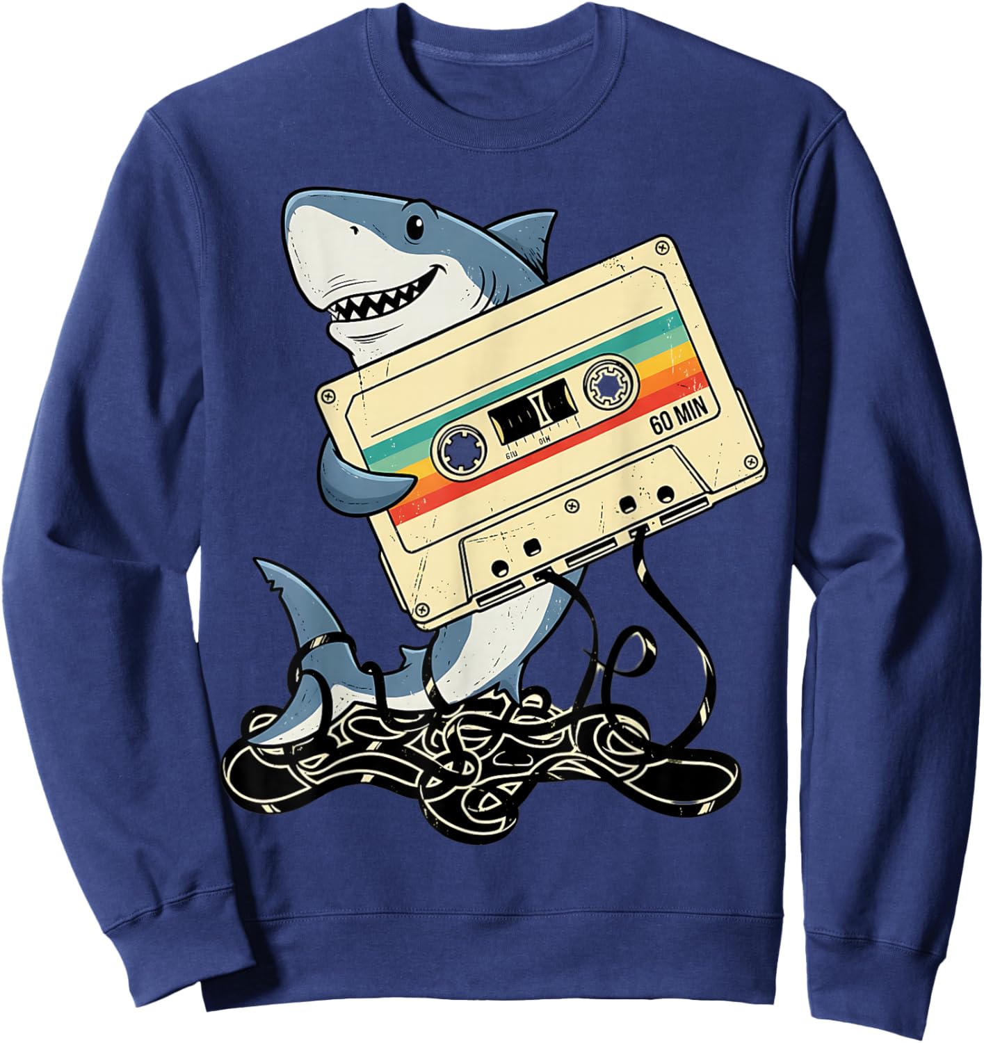 SharkHolding Retro Cassette Tape 80s 90s Music Vintage Sweatshirt - Sweatshirt | Navy