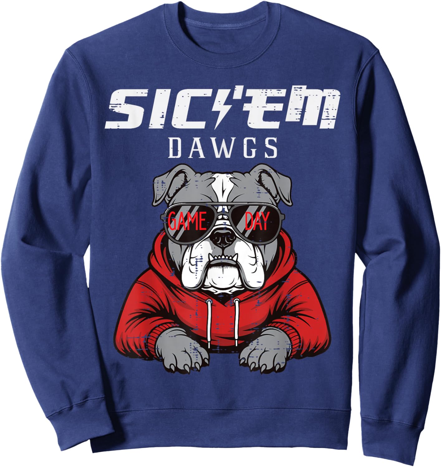 Bulldog Dawgs Women Kids Boys Men Girls Youth Teen Sweatshirt - Sweatshirt | Navy