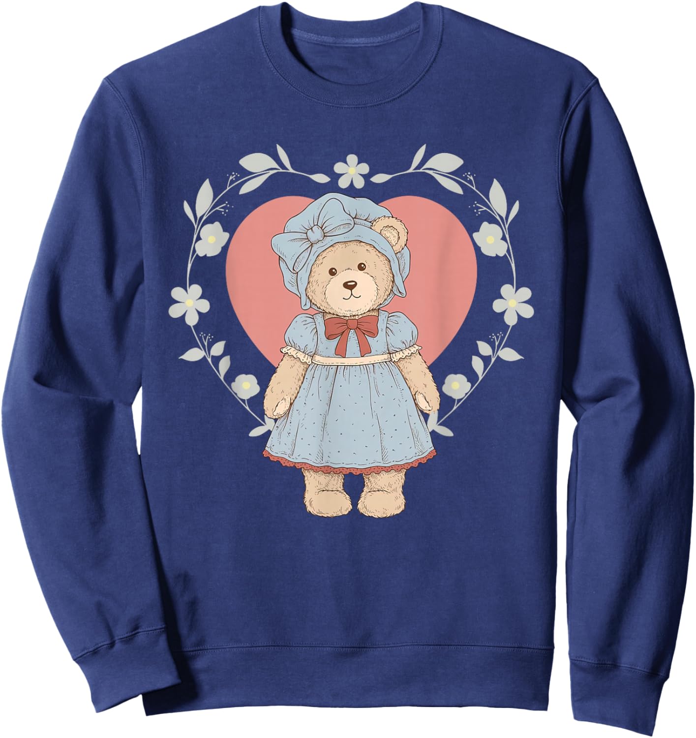 Retro Funny Preppy 90s Frame Teddy Bear Grandma Core Farmers Sweatshirt - Sweatshirt | Navy
