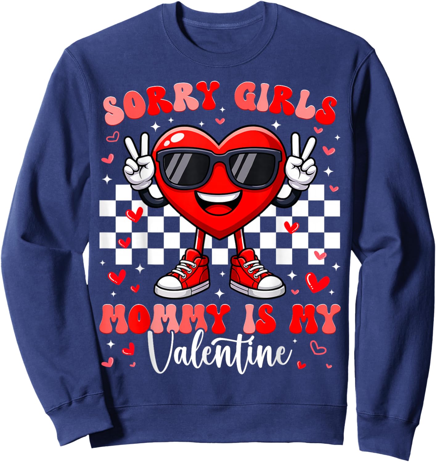 Funny Heart Peace Sign Outfit Toddler Boy Valentine Sweatshirt - Sweatshirt | Navy