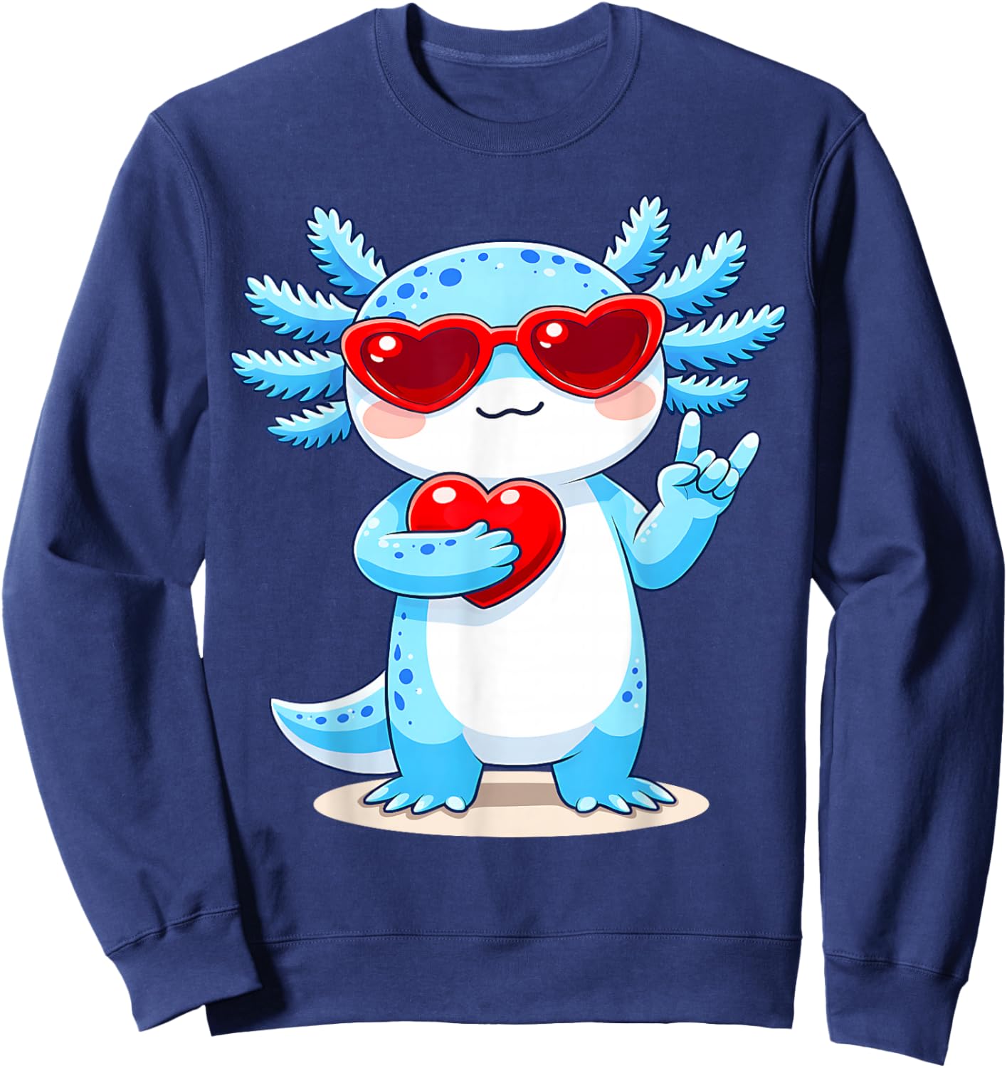 Cute Axolotl Valentines Day Love Funny Axolotl Boys Kids Sweatshirt - Sweatshirt | Navy