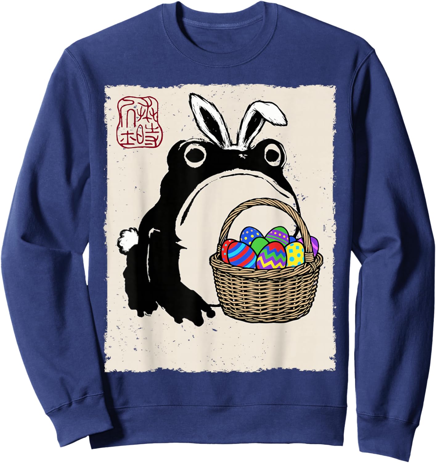 Grumpy Frog Funny Easter Bunny Anime Japanese Sweatshirt - Sweatshirt | Navy