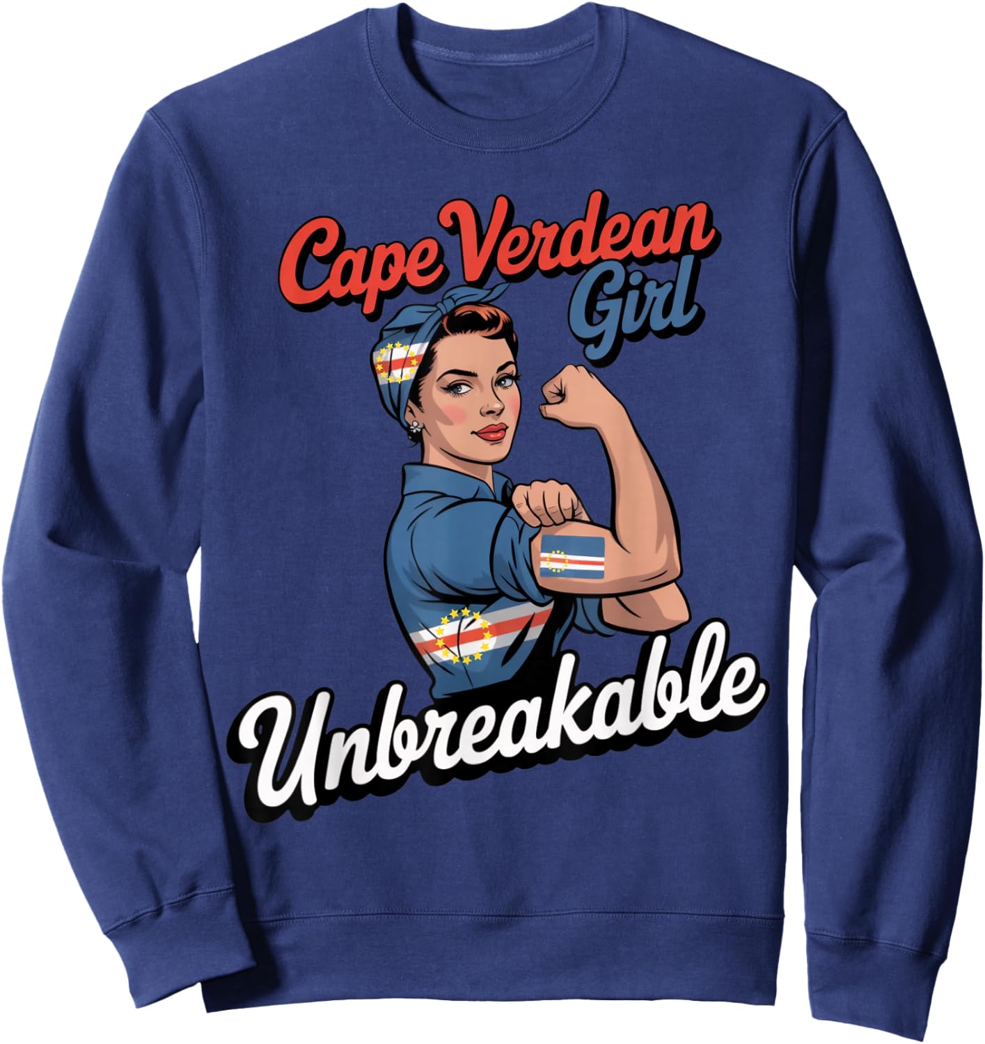 Cape Verdean Girl Cabo Verde Flag Pride Verdian Cape Verde Sweatshirt - Sweatshirt | Navy