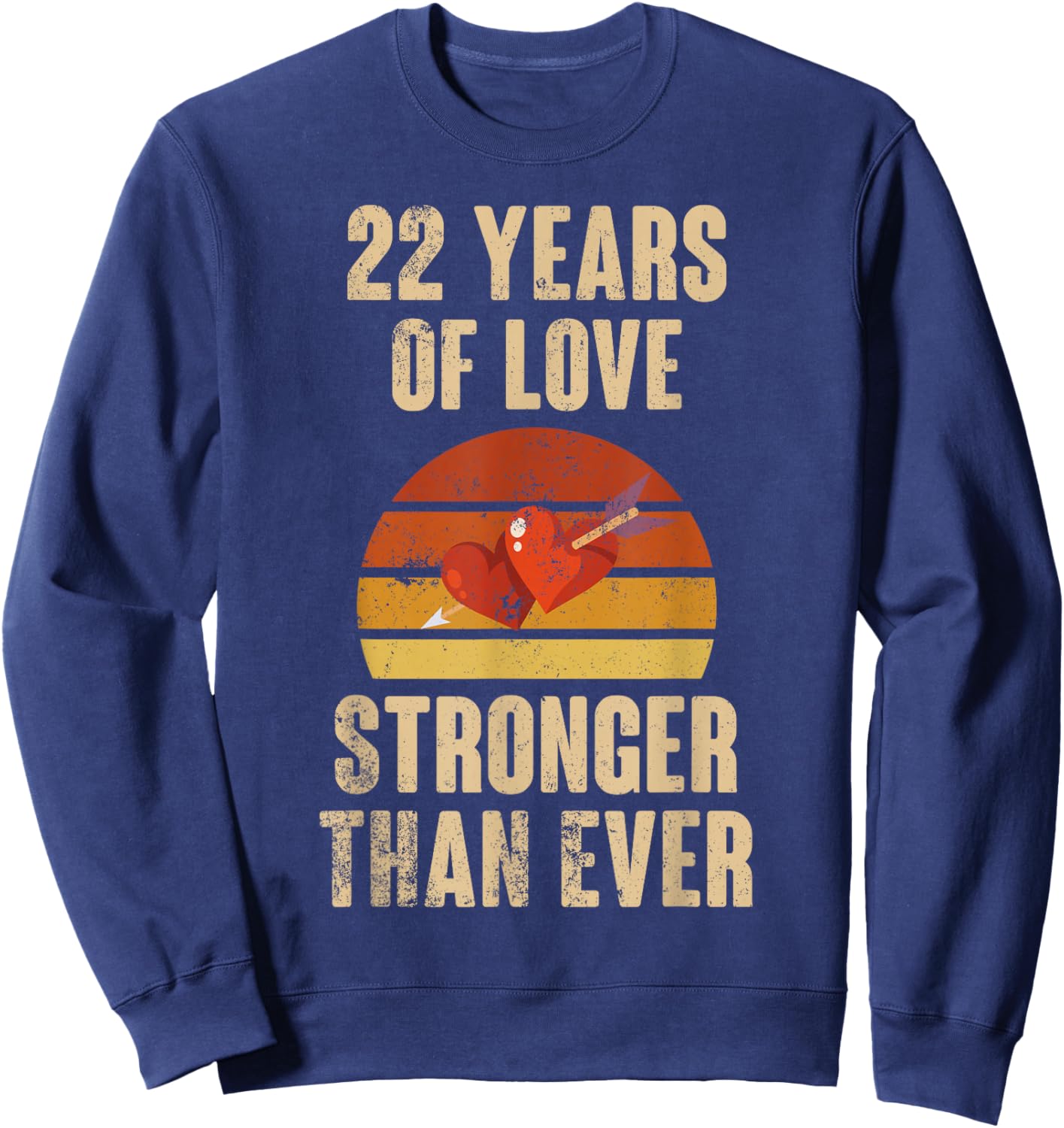 22 Years of Love Retro Vintage 22nd Wedding Anniversary Sweatshirt - Sweatshirt | Navy