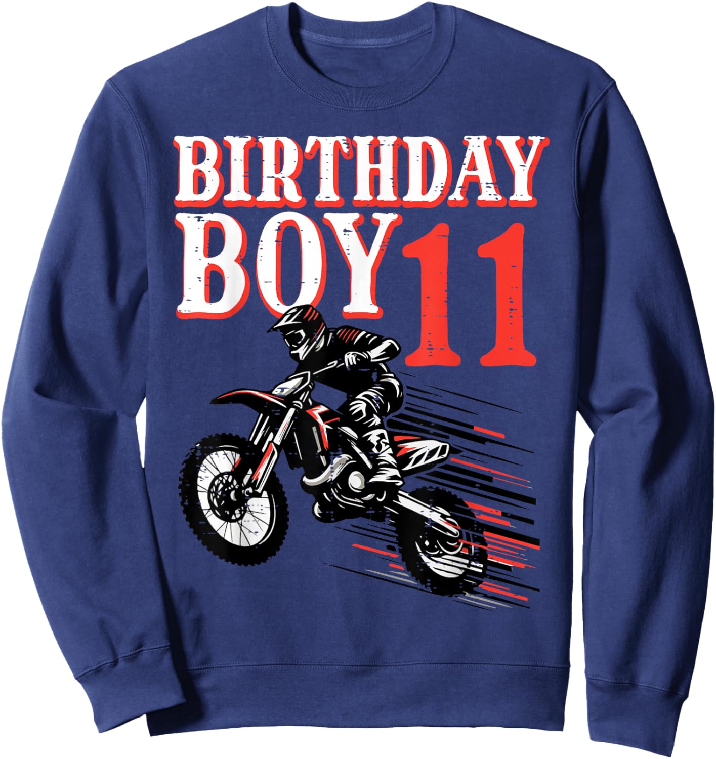 Birthday Boy 11 Motorcycle 11th Bday Biker Rider Boys Kids Sweatshirt - Sweatshirt | Navy