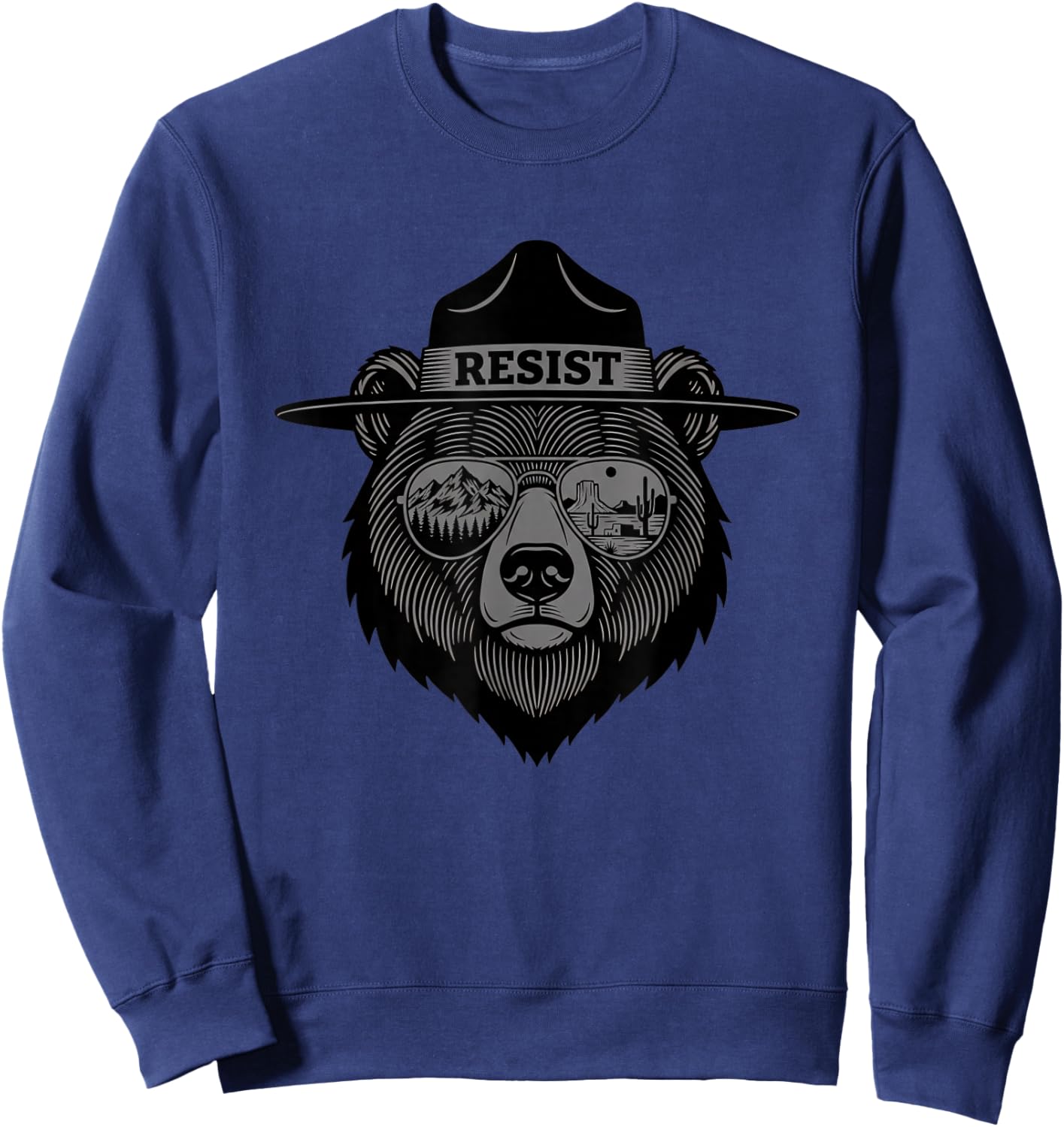 Resist Ranger Hat Sunglasses Nature Outdoors Sweatshirt - Sweatshirt | Navy