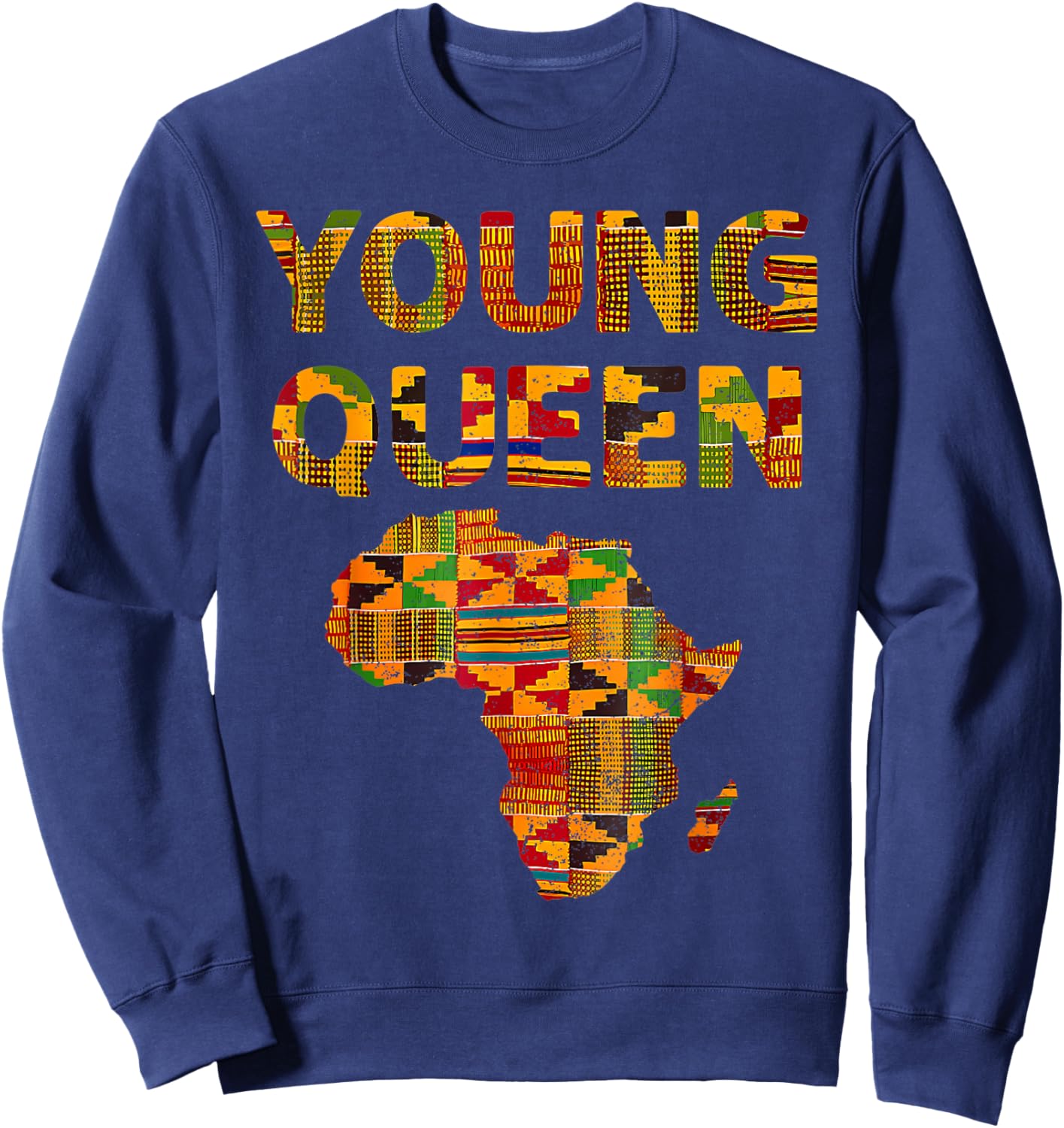 Cool Kente Cloth Art Kids Girls African Print African Queen Sweatshirt - Sweatshirt | Navy