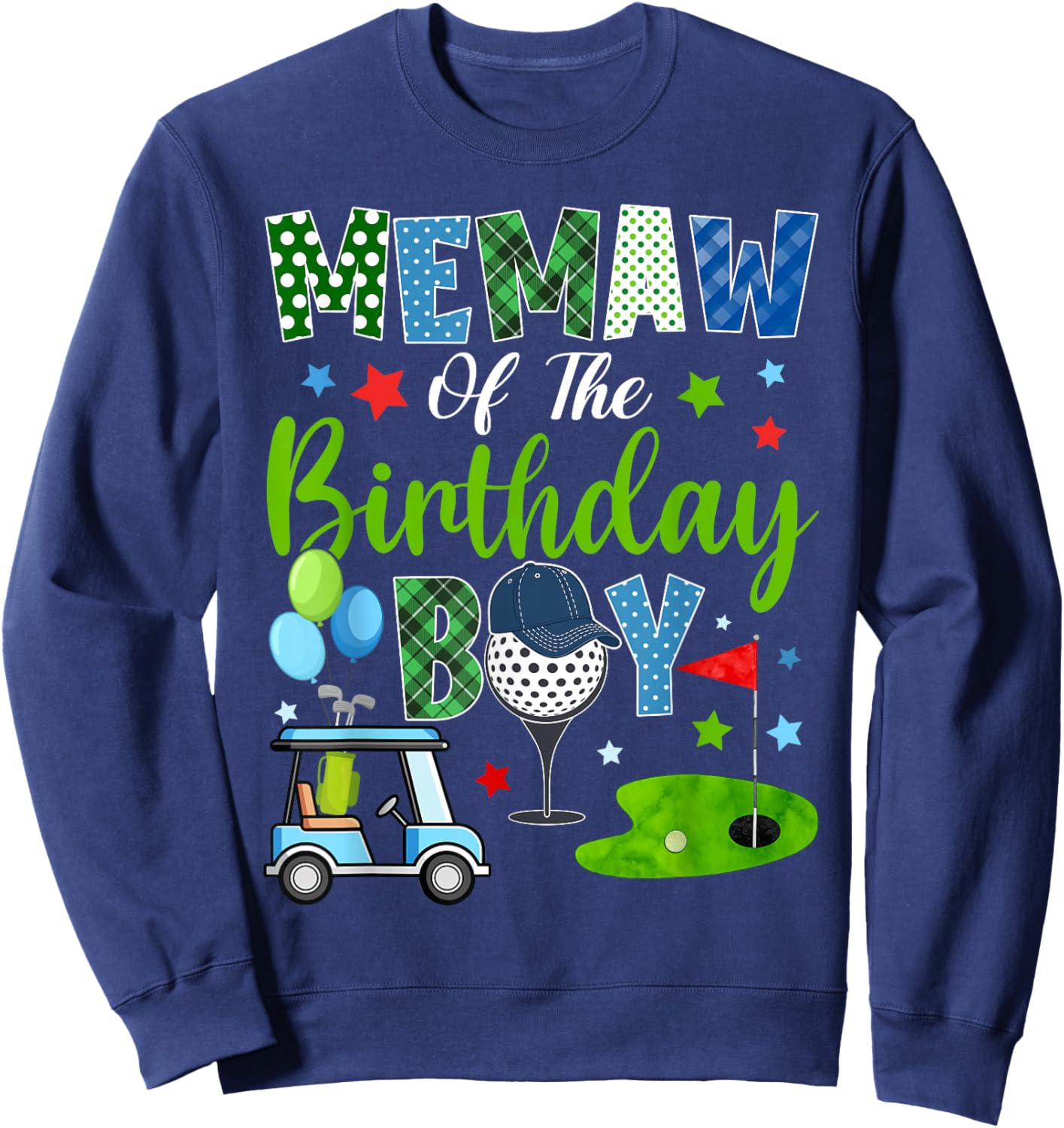 Memaw of The Birthday Boy Golf Sport Lover Sweatshirt - Sweatshirt | Navy