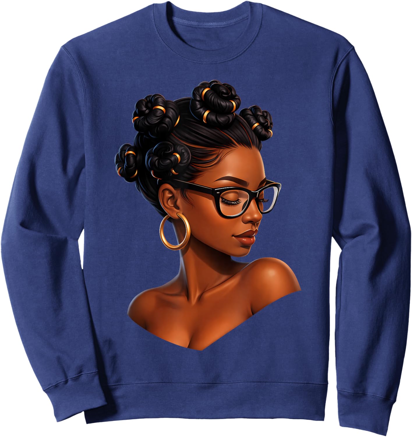 Melanin Afro Woman African American Black History Month Sweatshirt - Sweatshirt | Navy